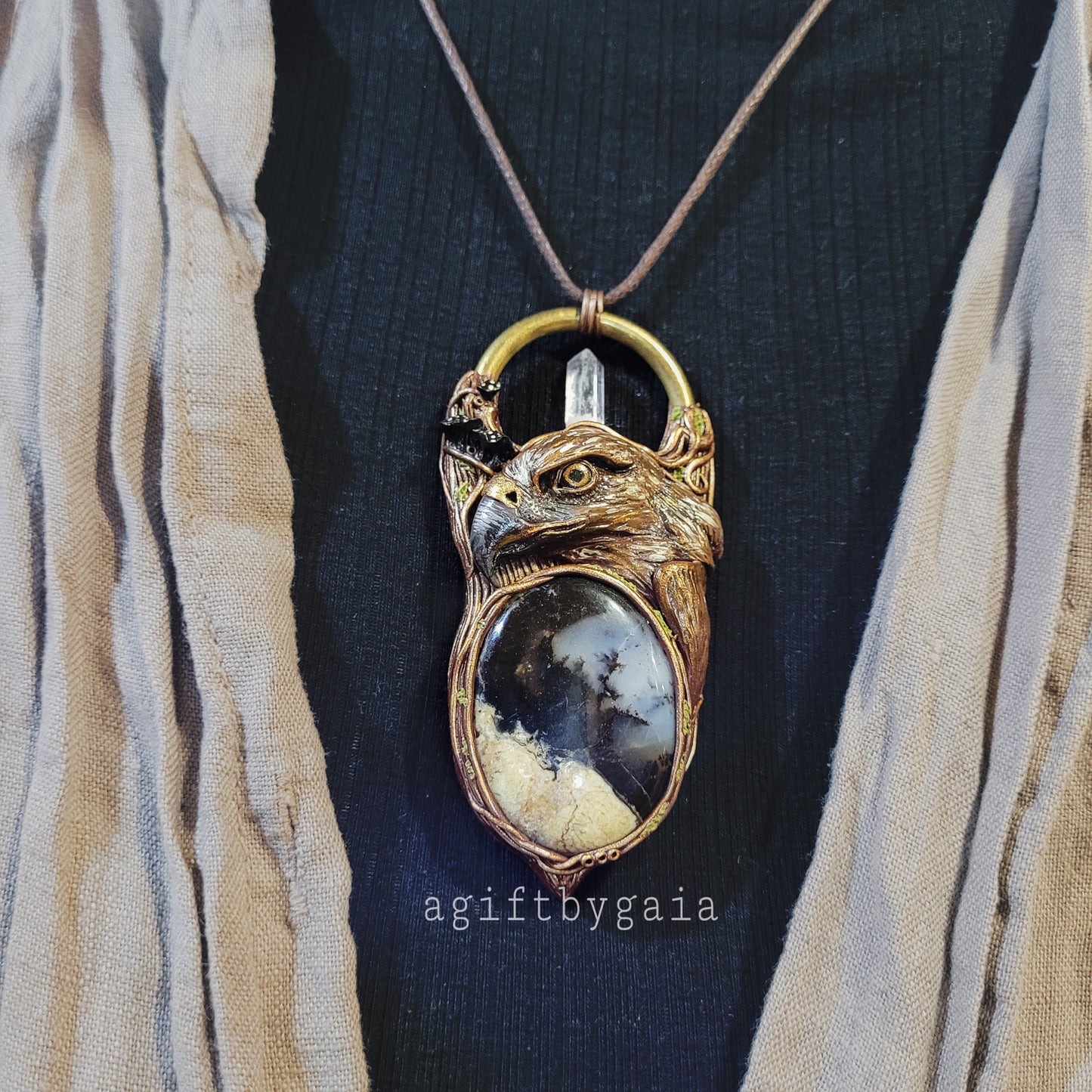 Fearless Hawk Talisman ~ Merlinite & Clear Quartz