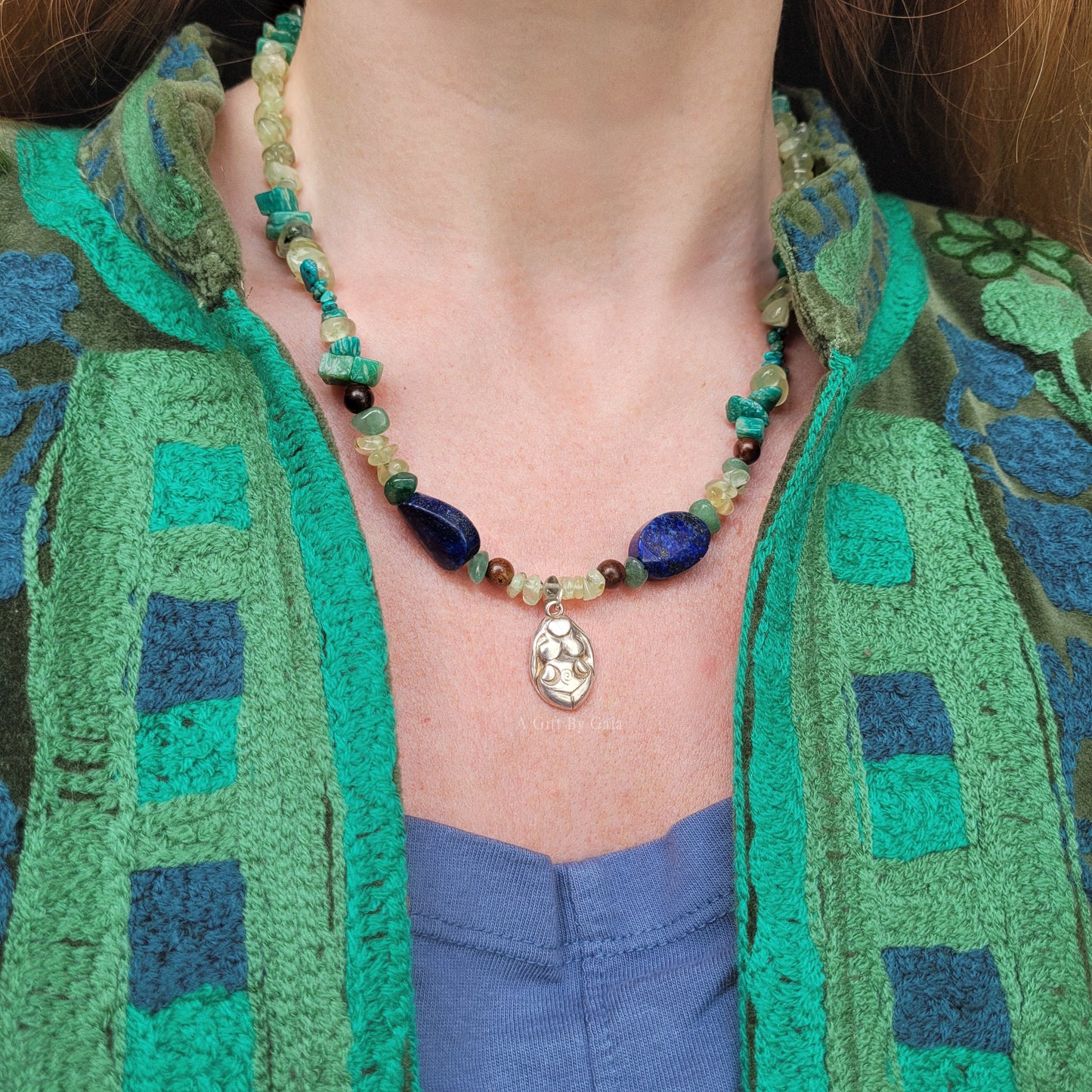 Spiral Moon Goddess Talisman ~ Crystal beads