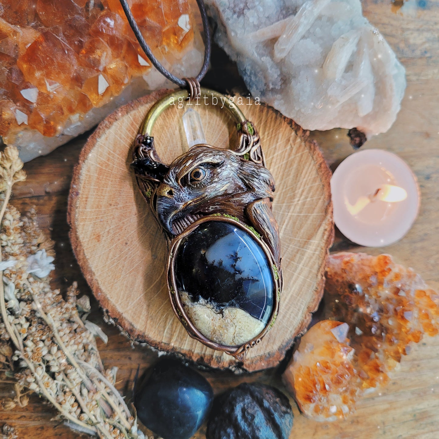 Fearless Hawk Talisman ~ Merlinite & Clear Quartz