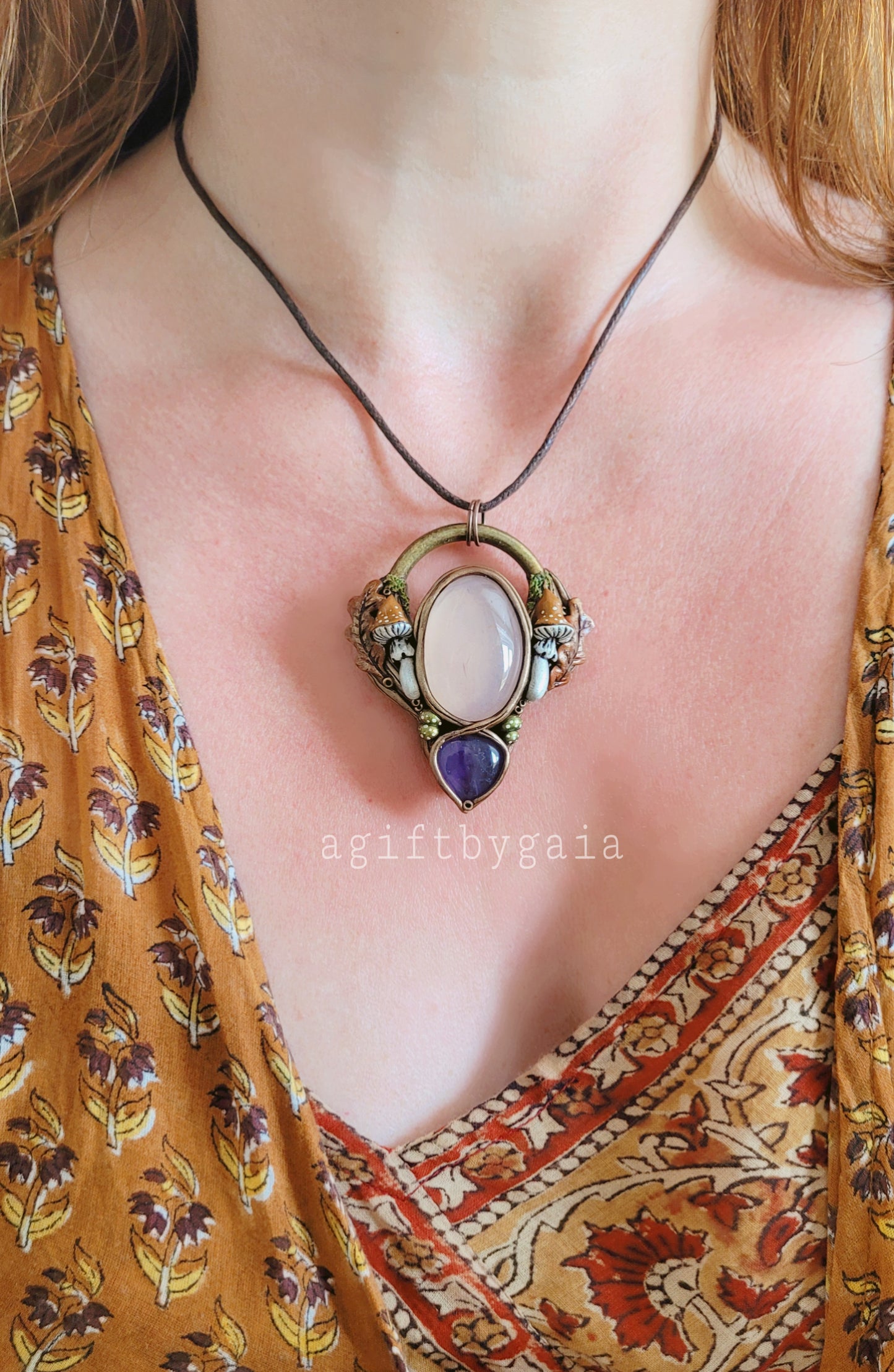 Woodland Fungi Talisman ~ Rose Quartz & Amethyst