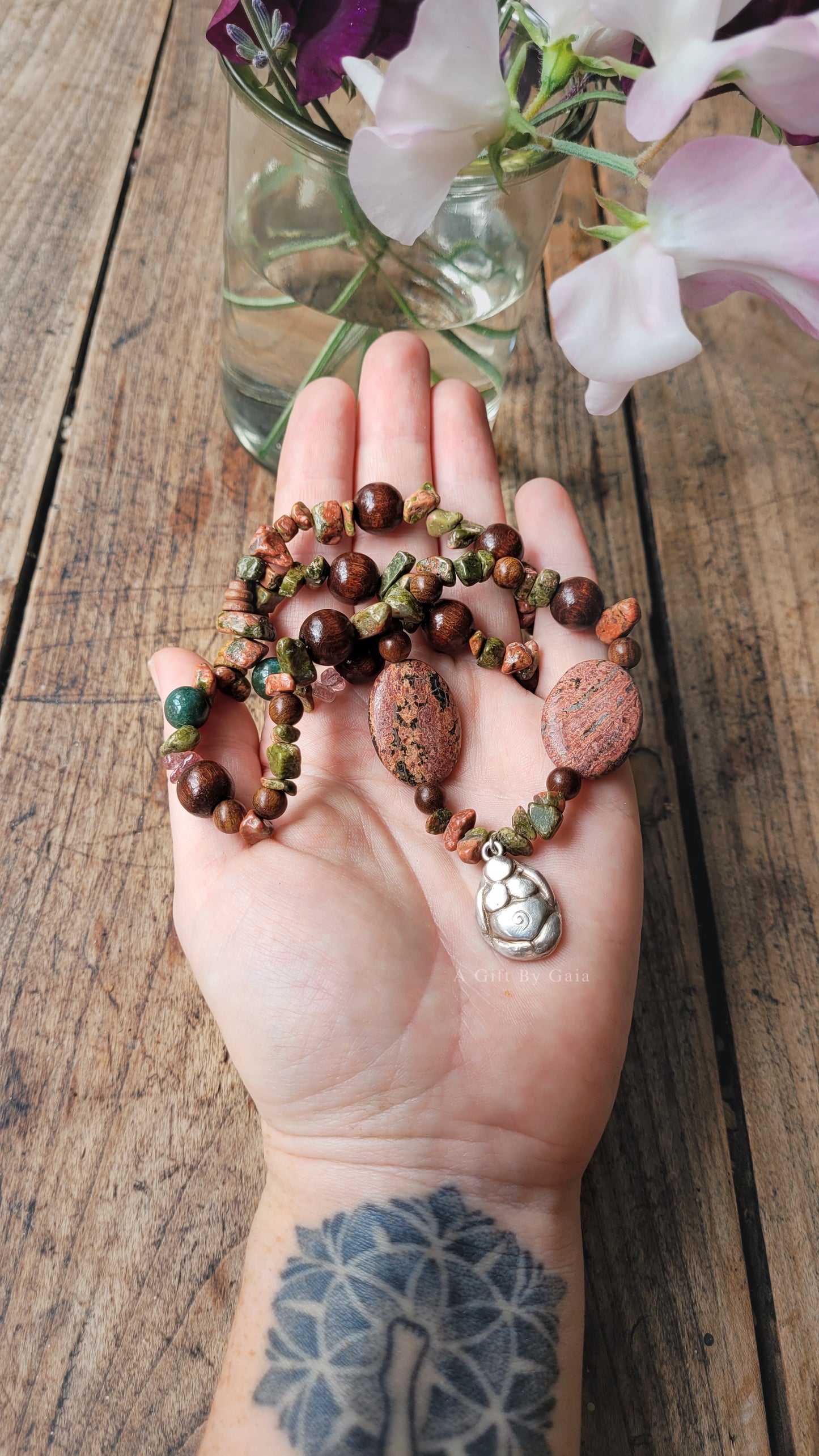 Spiral Goddess Fine Silver Talisman ~ Crystal beads
