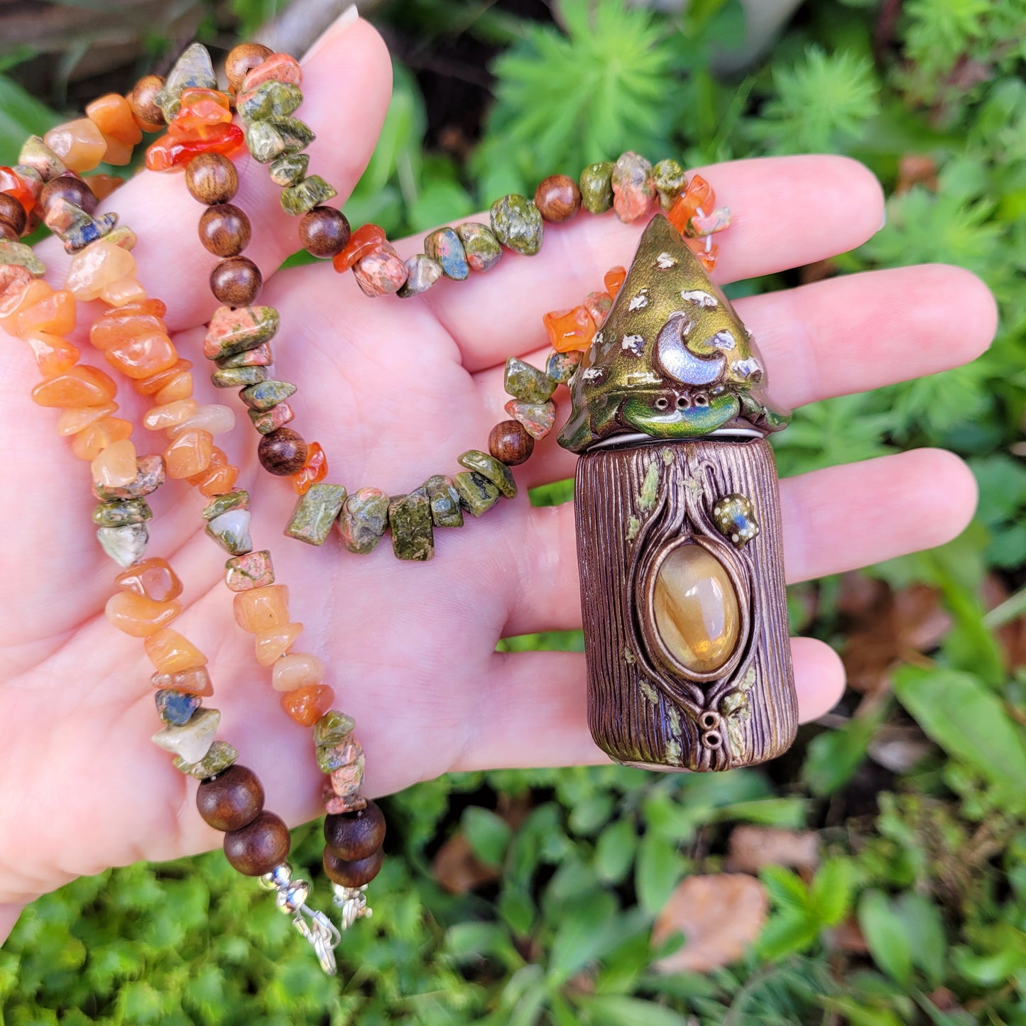 Keepsake Bottle Talisman ~ Citrine, Unakite, Carnelian, Red Aventurine & Sandalwood