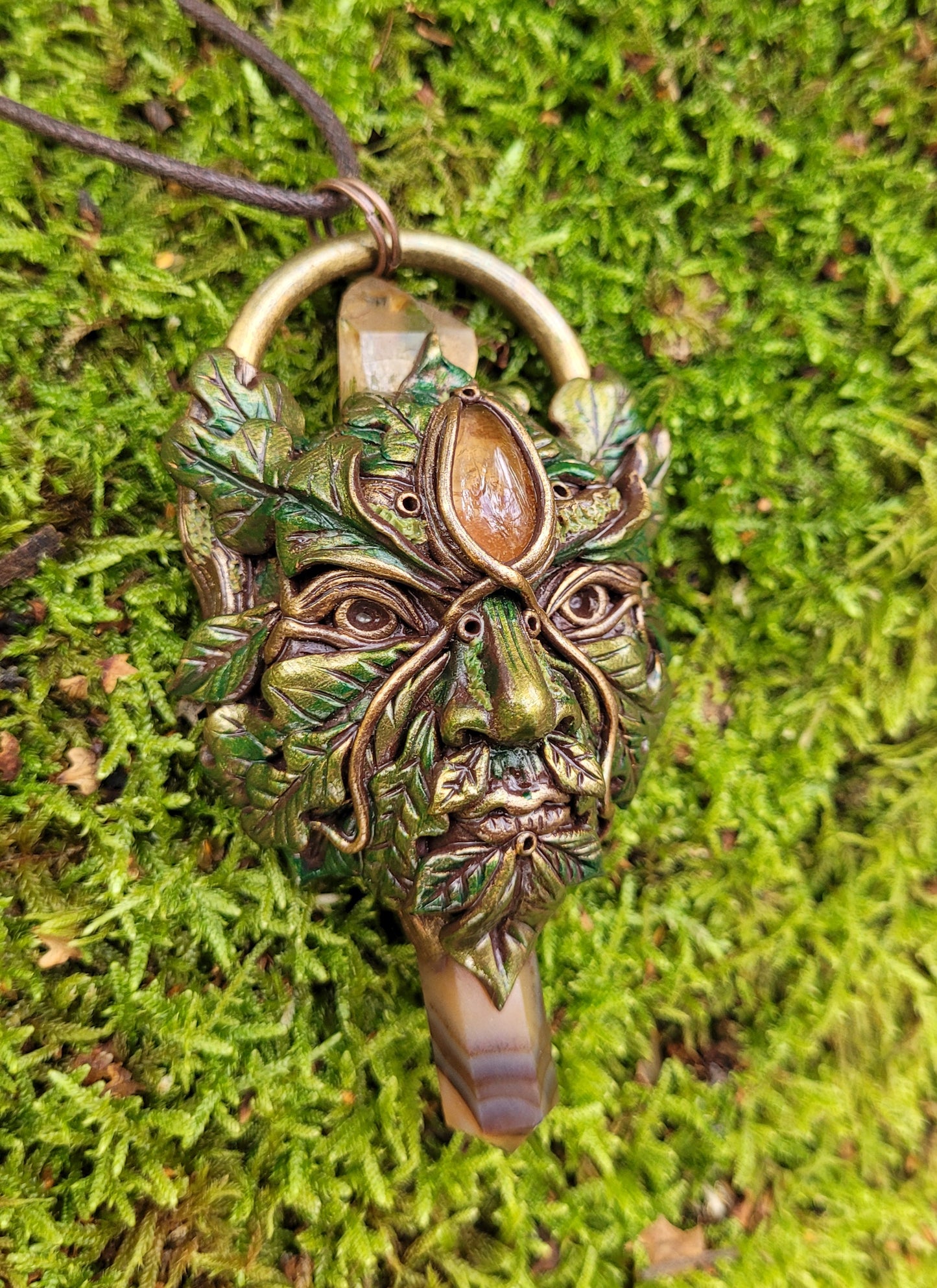 The Green Man Talisman ~ Citrine & Carnelian
