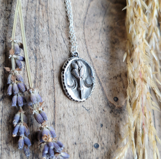 Luna Lavender Coin Talisman ~ Fine Silver