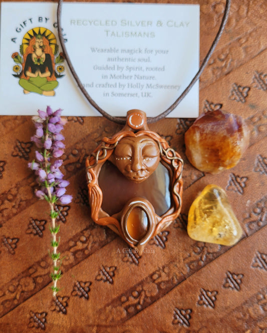 Fire Goddess Talisman Pendant ~ Carnelian & Natural Citrine