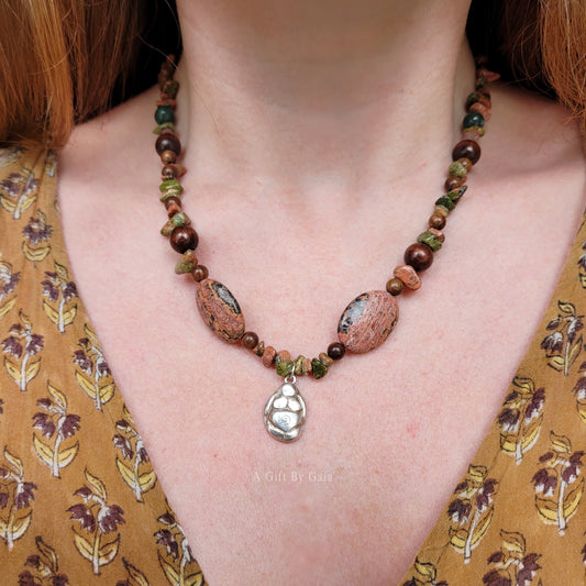 Spiral Goddess Fine Silver Talisman ~ Crystal beads