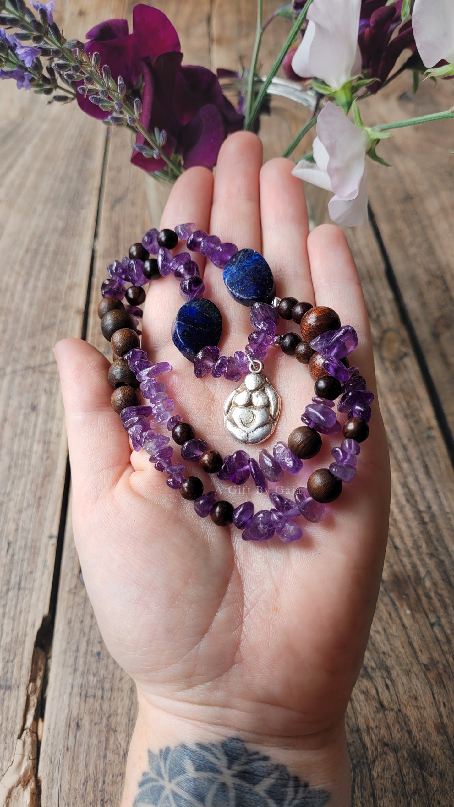 Moon Goddess Talisman Fine Silver ~ Crystal beads