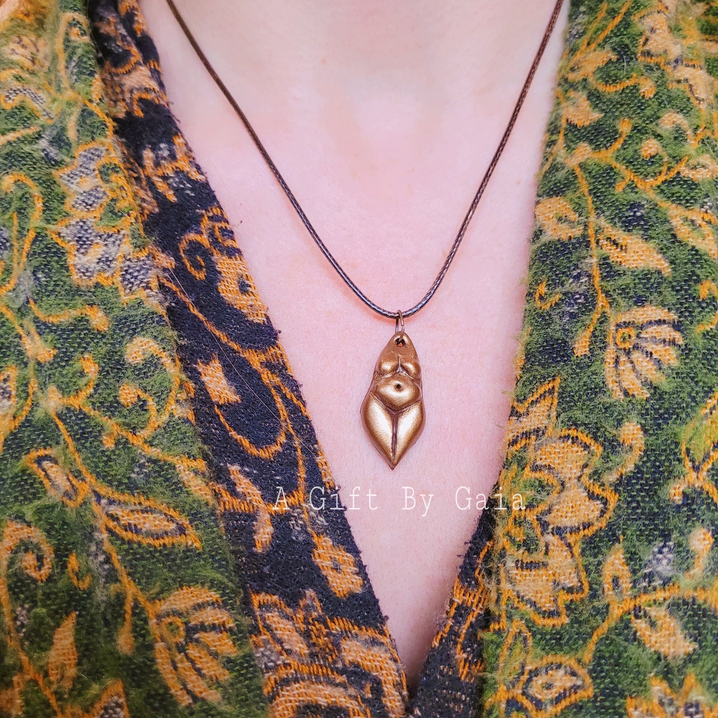 Clay Copper Goddess Pendant