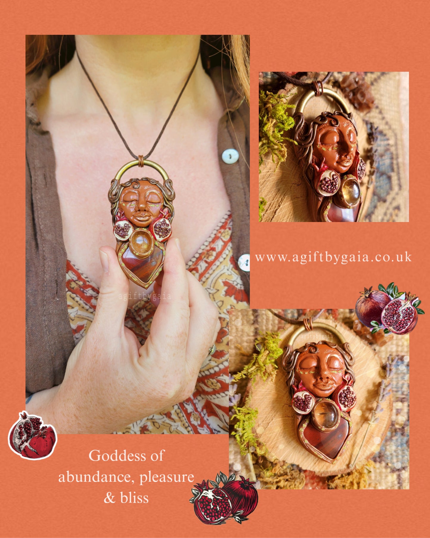 Pomegranate Goddess of Abundance, Bliss & Pleasure ~ Red Jasper & Citrine