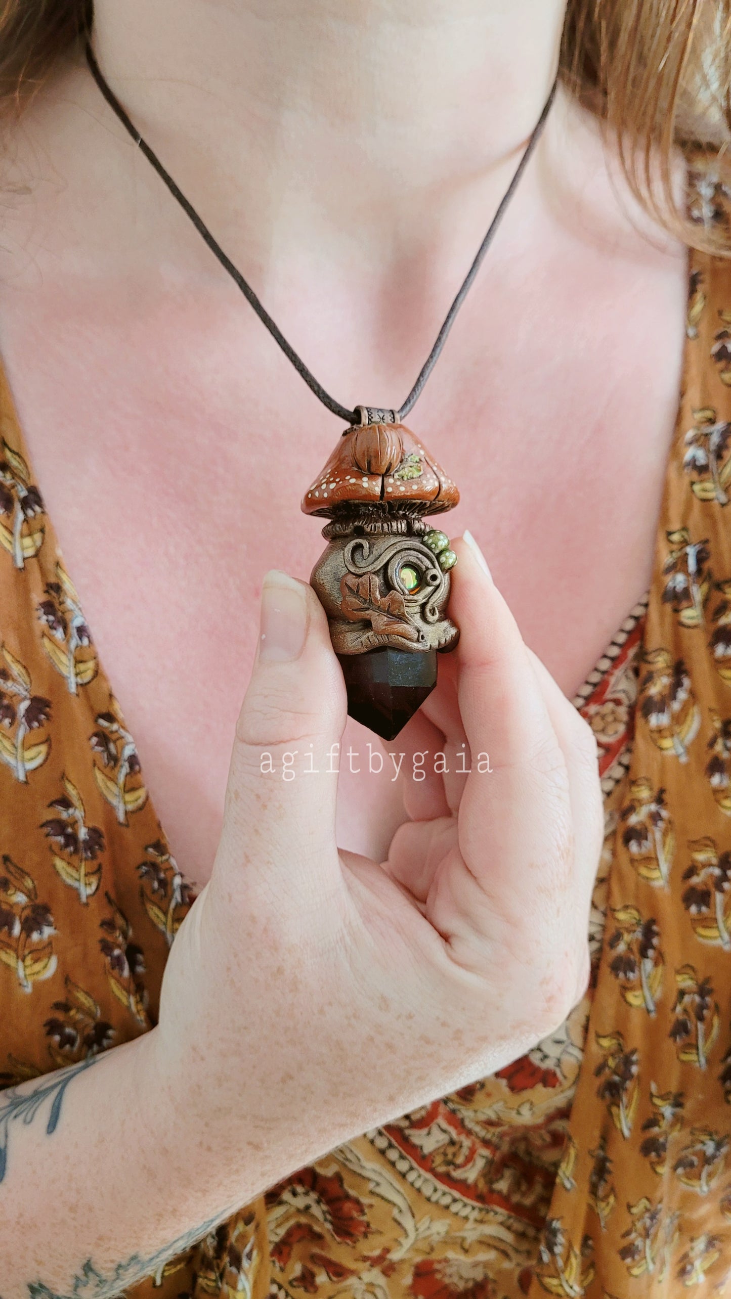 Pumpkin & Oak Autumn Crystal Mushroom Talismans ~ Smokey Quartz (Limited Edition)