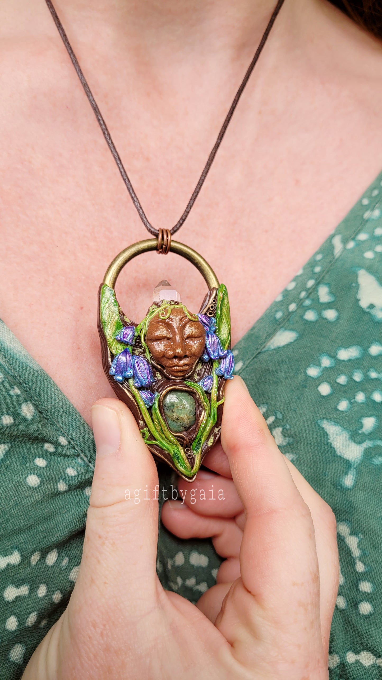 Spirit of Bluebell Talisman ~ Emerald & Clear Quartz