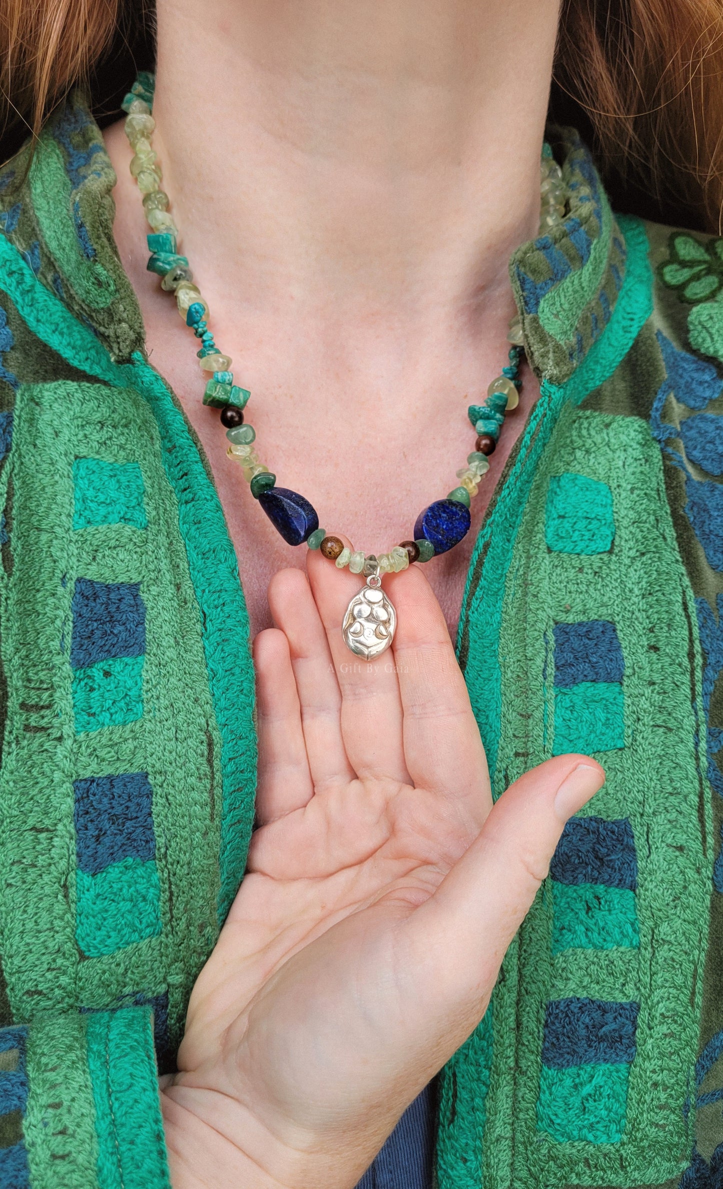 Spiral Moon Goddess Talisman ~ Crystal beads