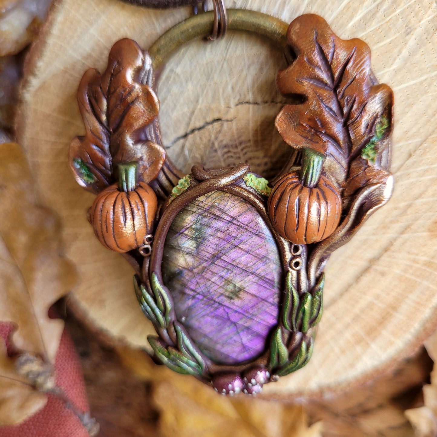 Oak Leaf & Pumpkin Talisman ~ Purple Labradorite