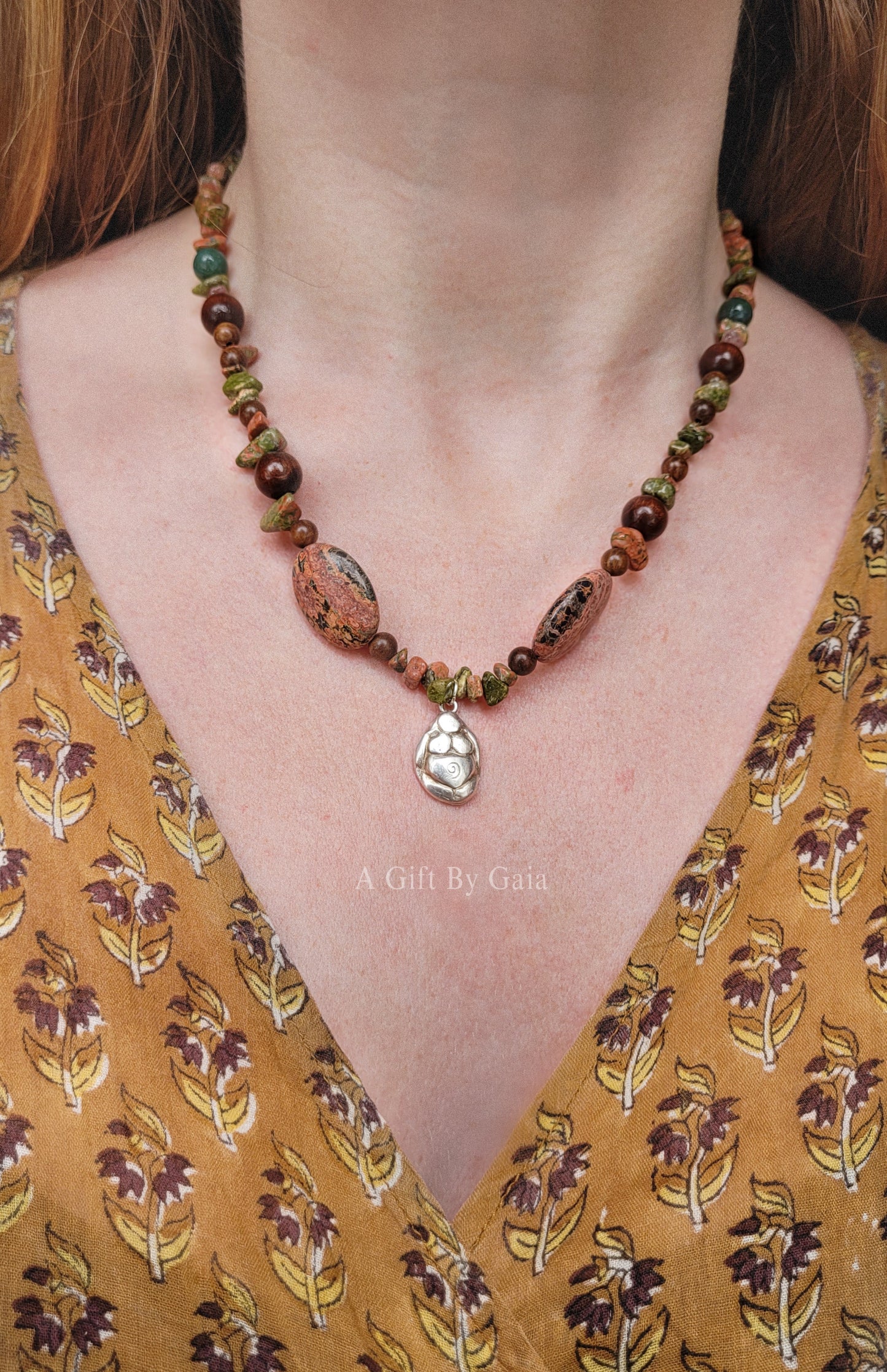 Spiral Goddess Fine Silver Talisman ~ Crystal beads
