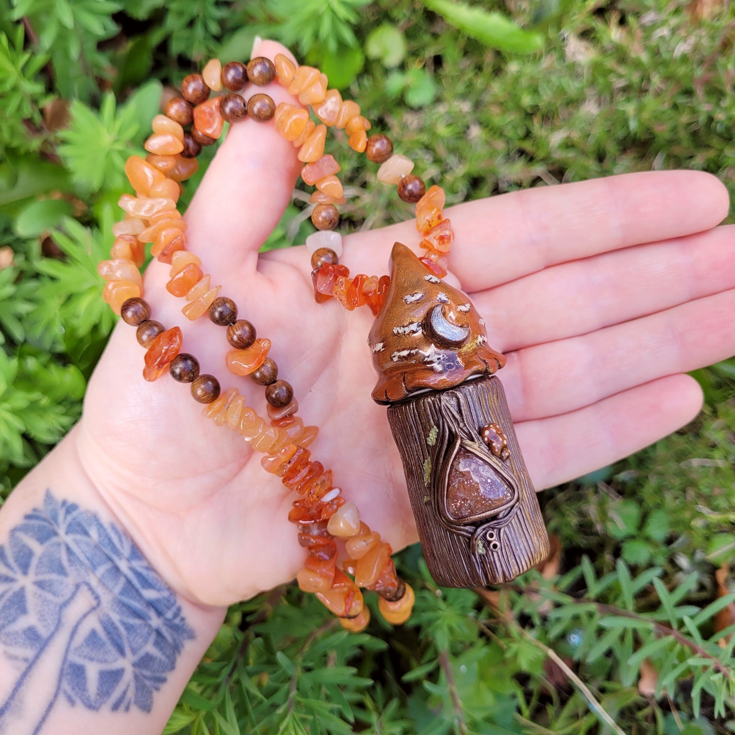 Keepsake Bottle Talisman ~ Sunstone, Red Aventurine, Carnelian & Sandalwood