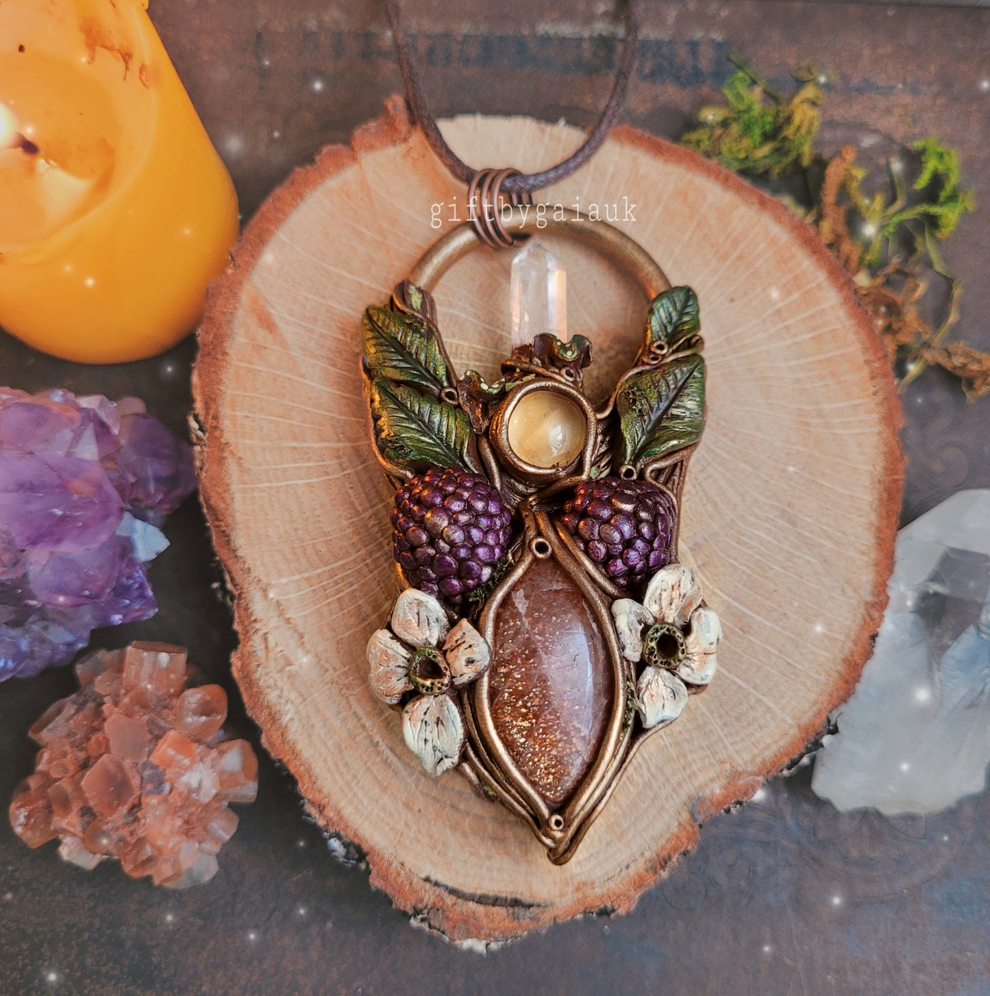 Wild Blackberry Talisman ~ Sunstone, Citrine & Clear Quartz