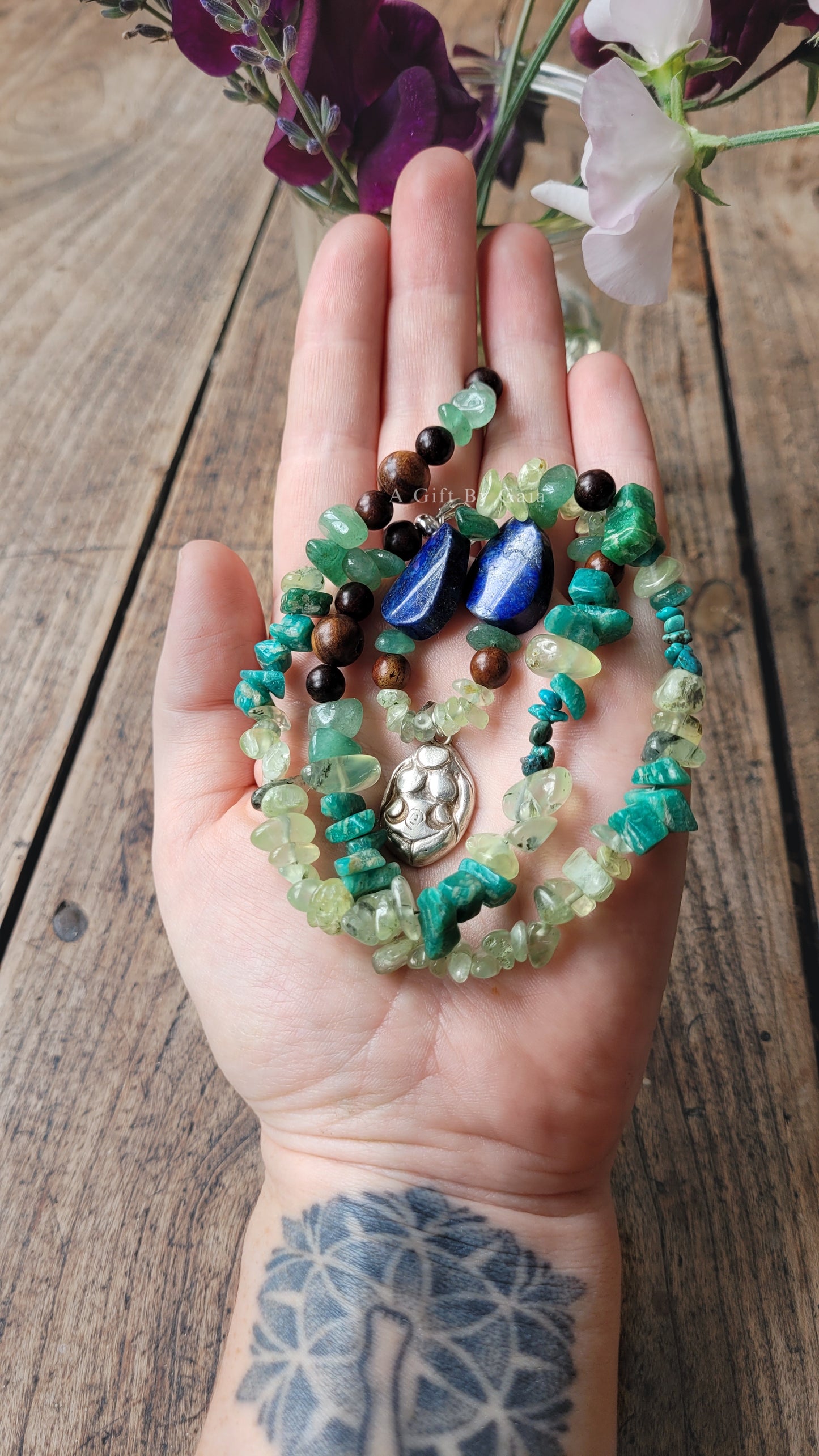 Spiral Moon Goddess Talisman ~ Crystal beads