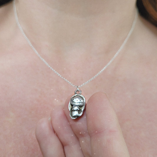 Forest Mushroom Talisman ~ Fine 999 Recycled Silver