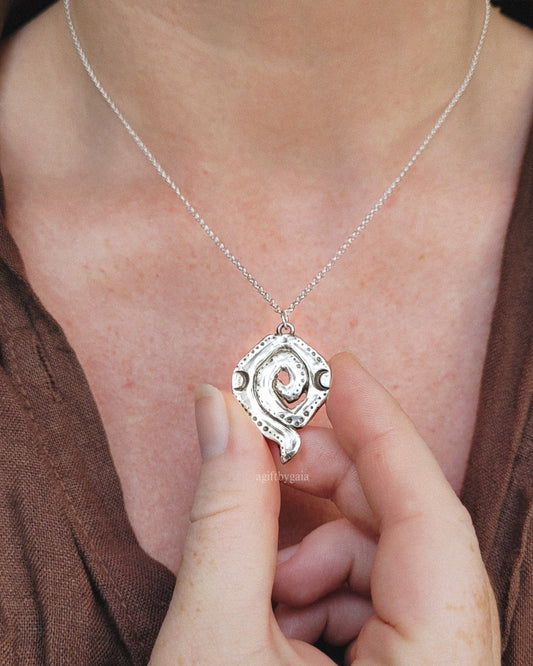 Witch’s Spiral Talisman Pendant ~ Fine Recycled Solid Silver