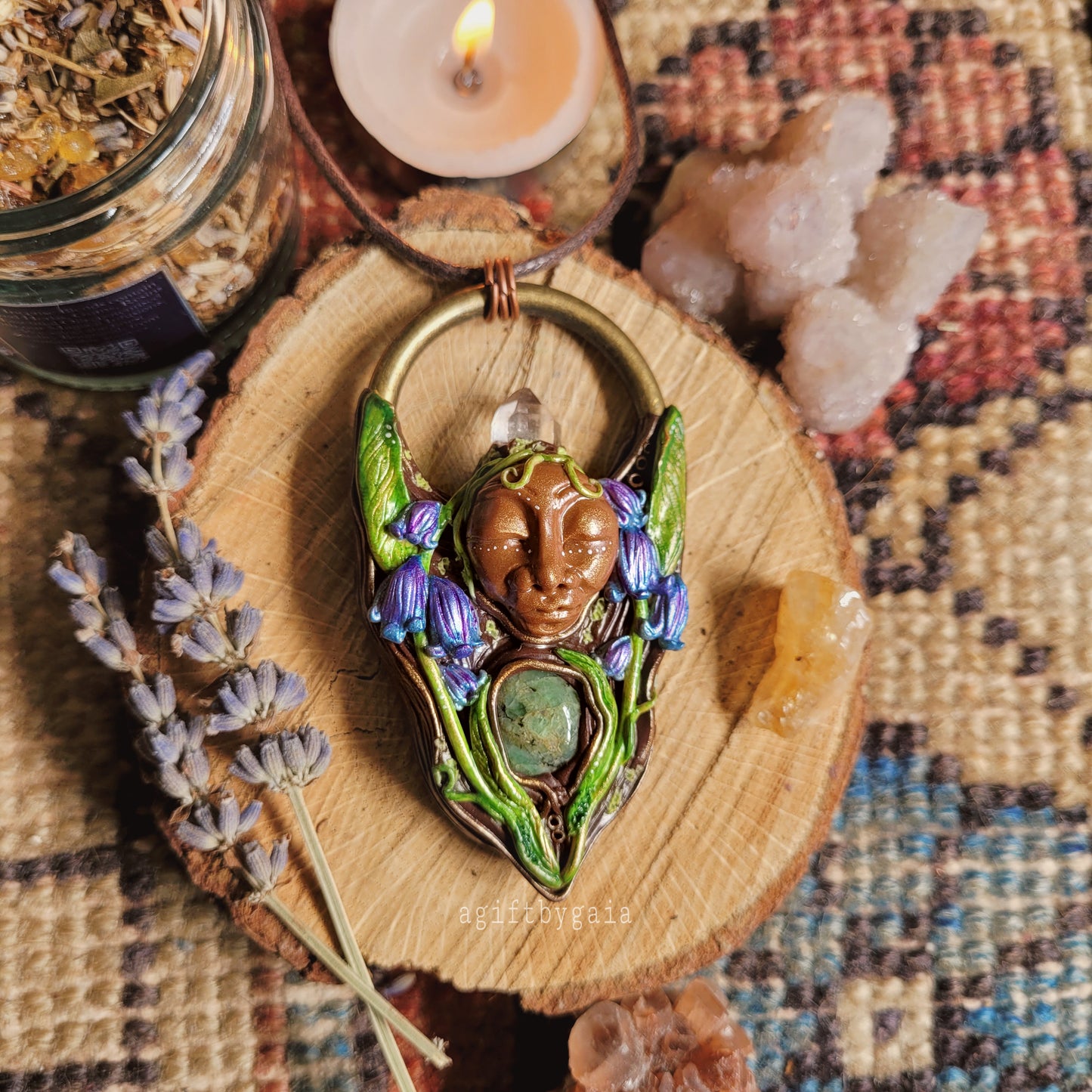 Spirit of Bluebell Talisman ~ Emerald & Clear Quartz