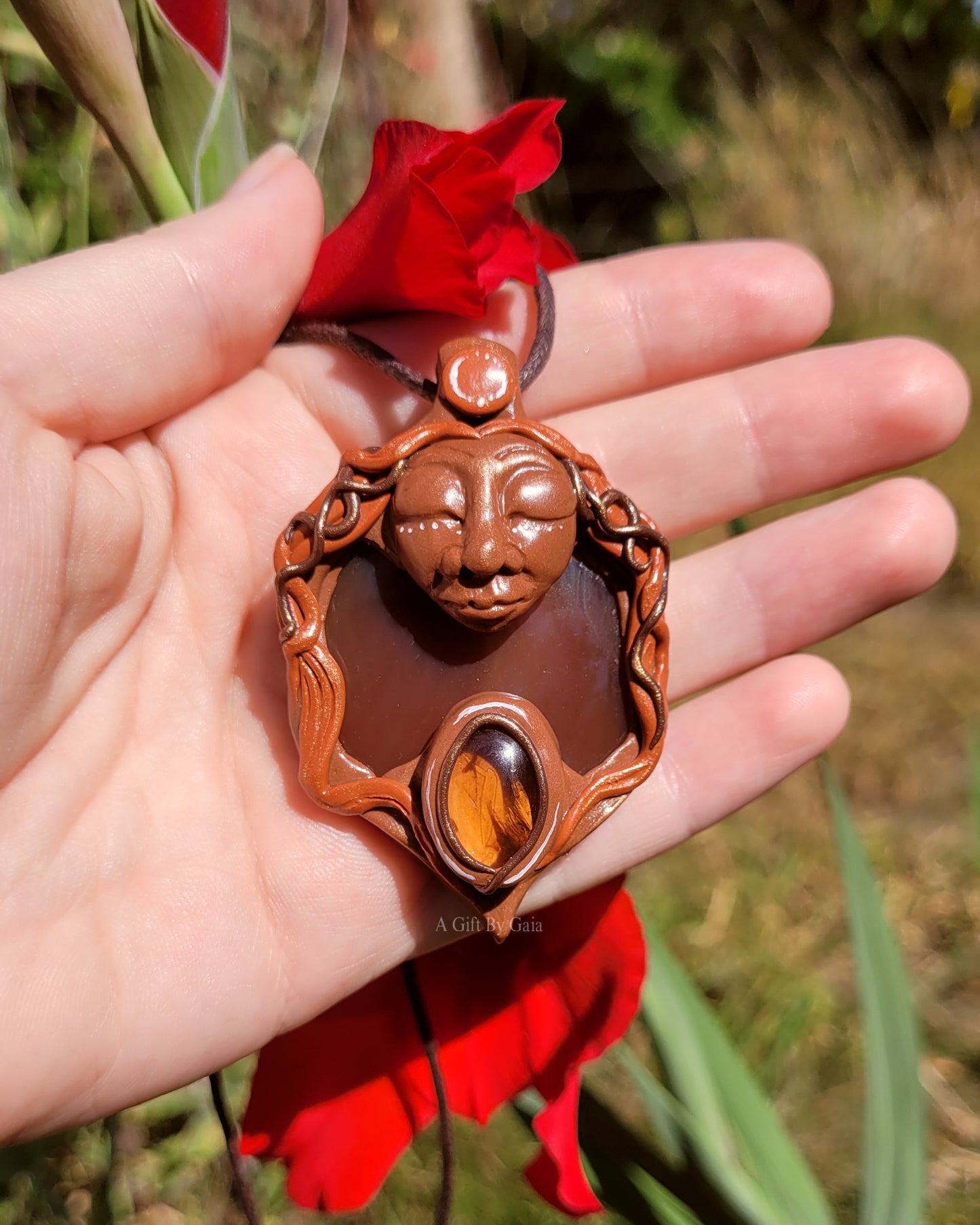 Fire Goddess Talisman Pendant ~ Carnelian & Natural Citrine