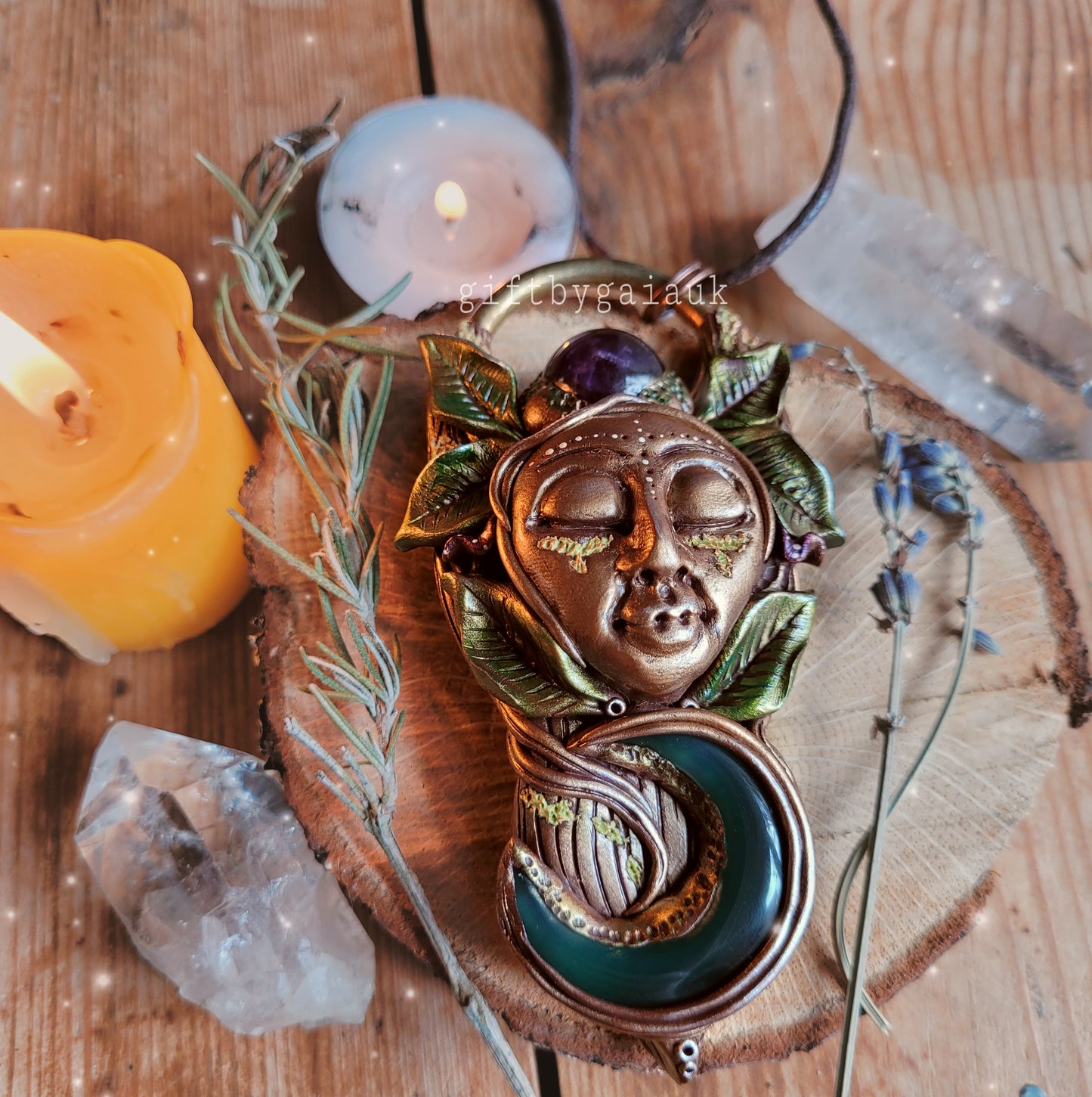 Goddess of the Waxing Moon Talisman ~ Aventurine & Amethyst