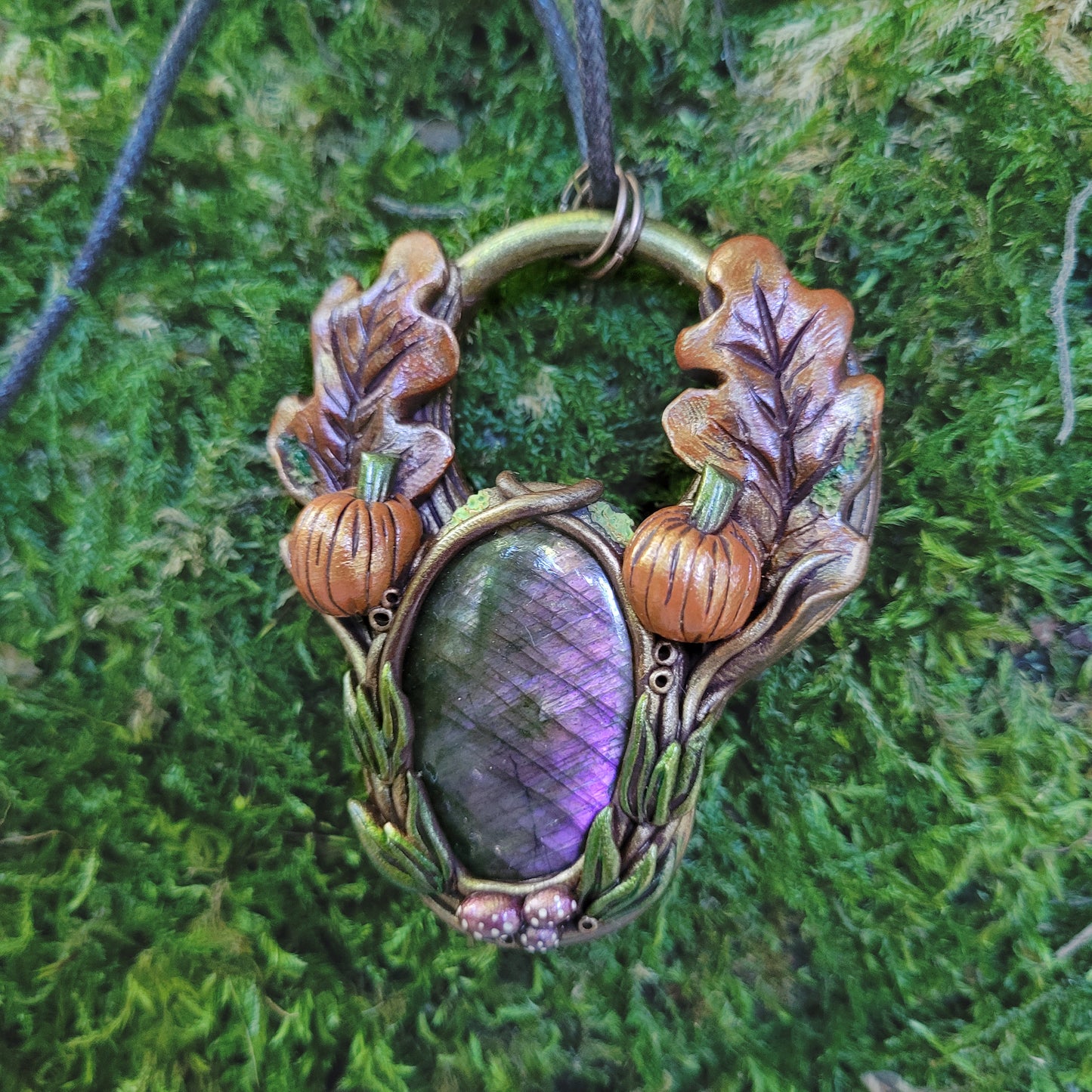 Oak Leaf & Pumpkin Talisman ~ Purple Labradorite