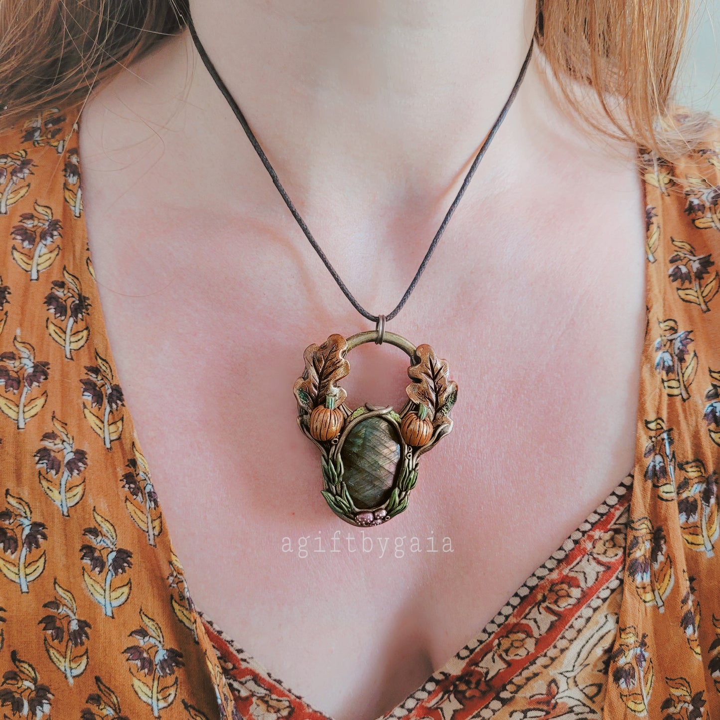 Oak Leaf & Pumpkin Talisman ~ Purple Labradorite