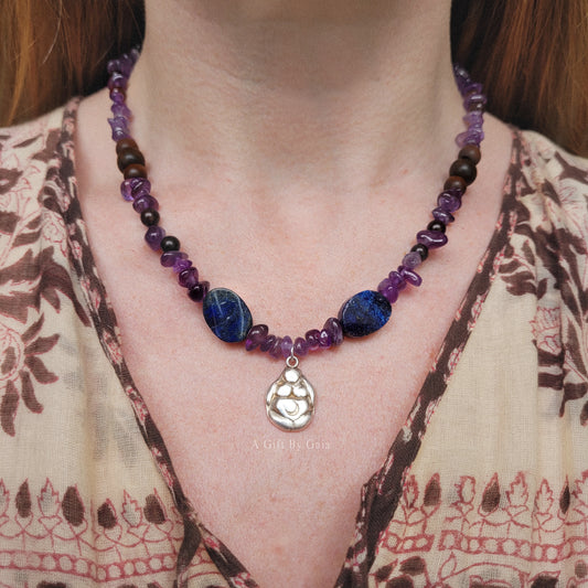 Moon Goddess Talisman Fine Silver ~ Crystal beads