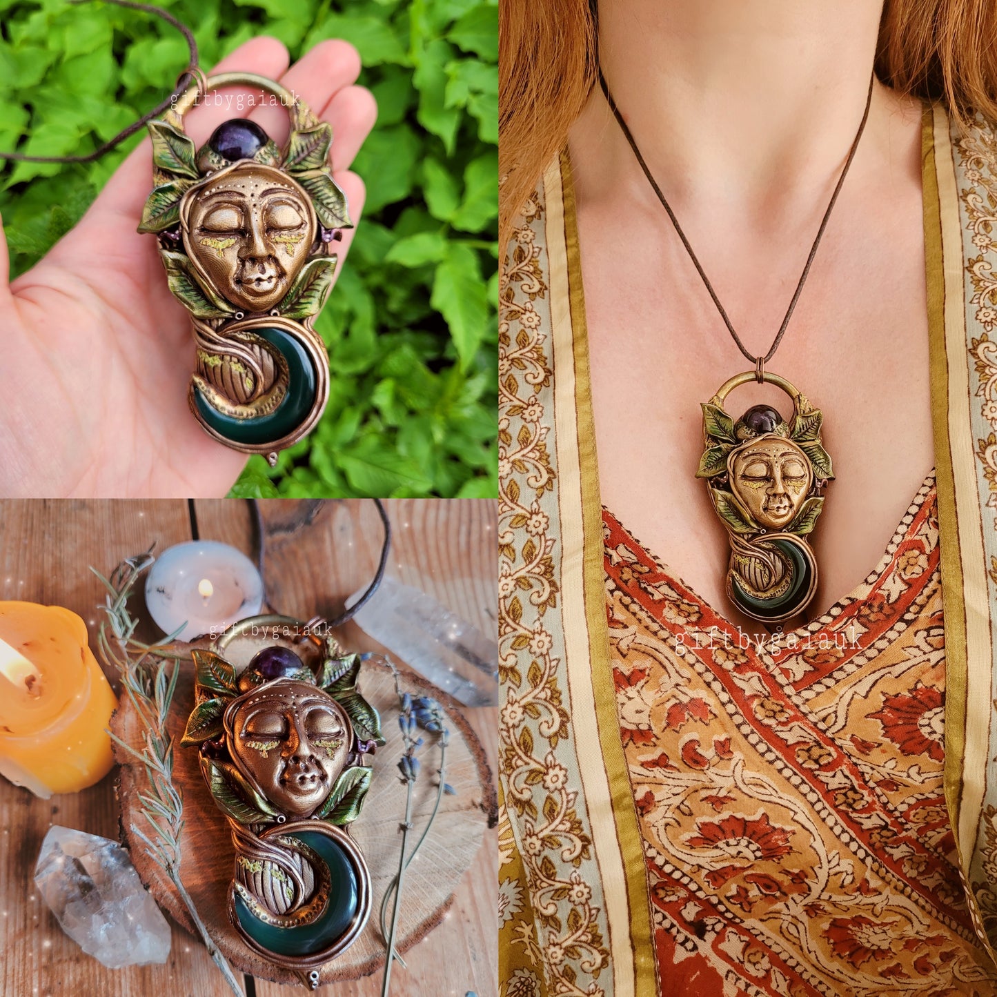 Goddess of the Waxing Moon Talisman ~ Aventurine & Amethyst