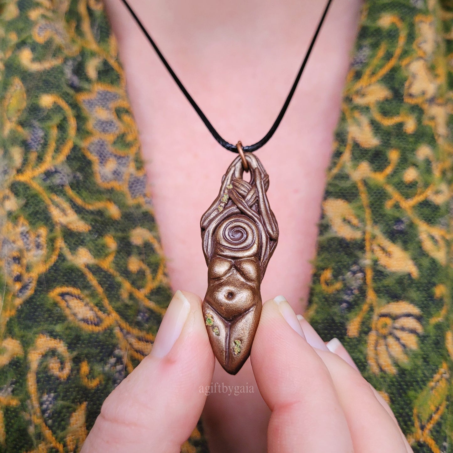 Earthy Tree Spiral Goddess ~ Clay Talisman