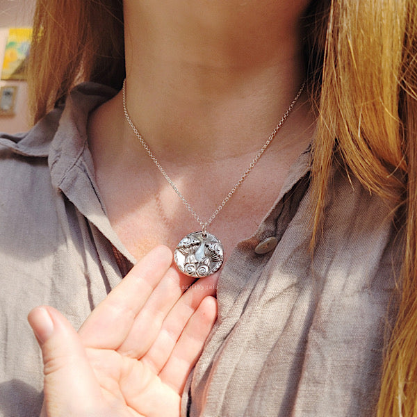 Fungi Spirit Coin Talisman ~ Fine recycled Silver