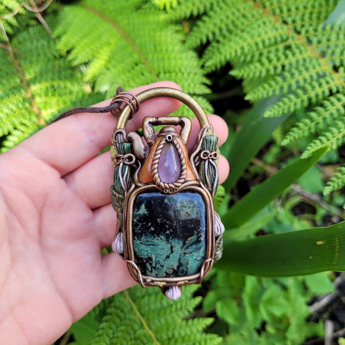 Hearth Witch Talisman ~ Kambaba Jasper & Amethyst