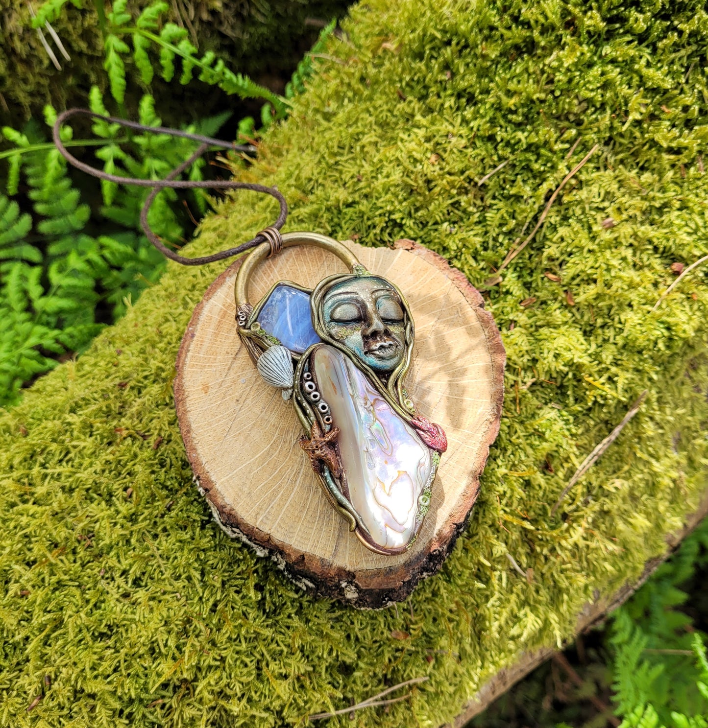 Ocean Goddess Talisman ~ Blue Lace Agate & Abalone Shell