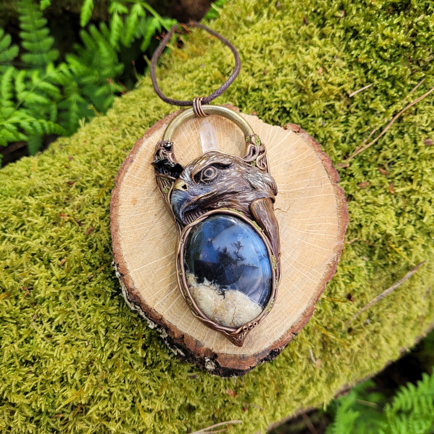 Fearless Hawk Talisman ~ Merlinite & Clear Quartz
