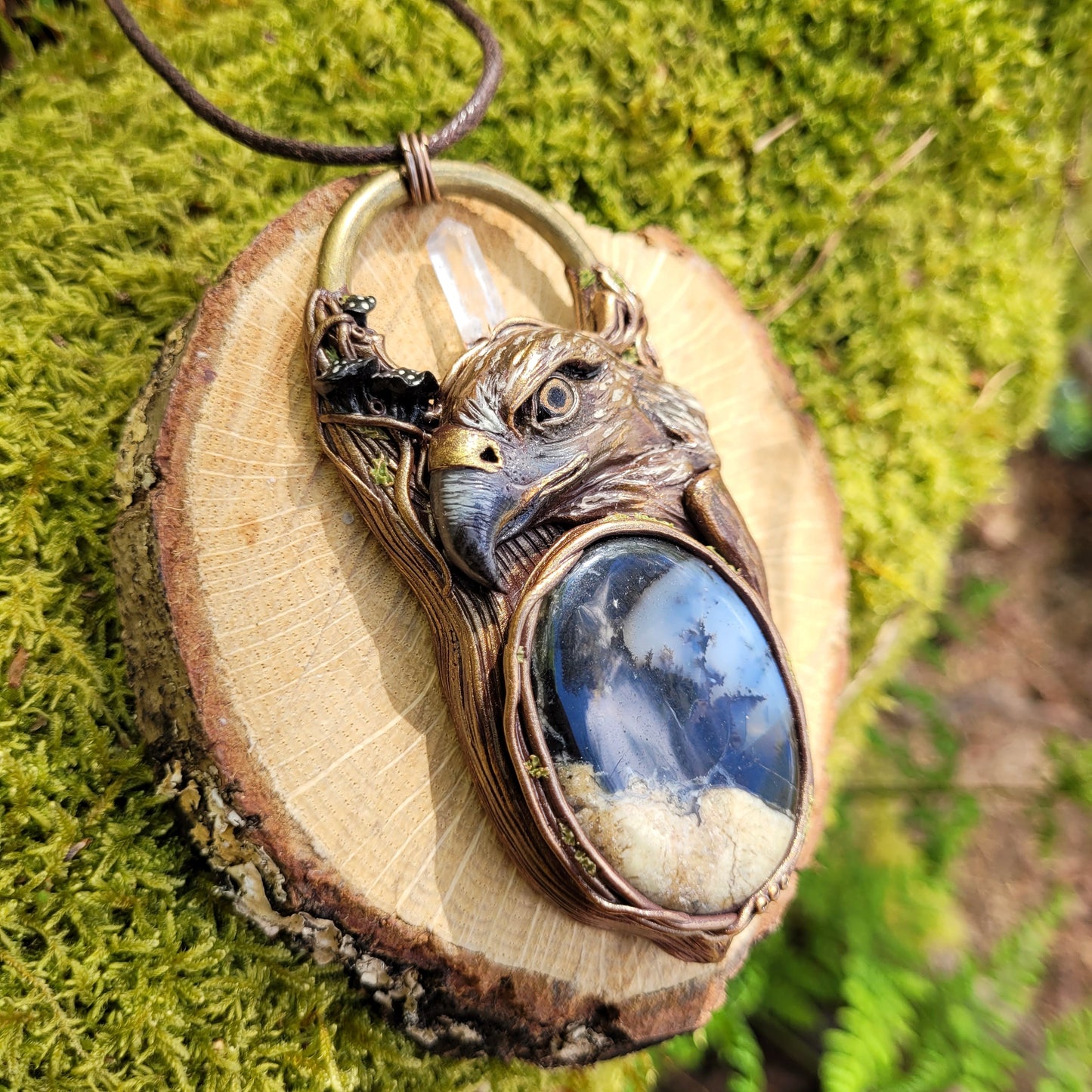 Fearless Hawk Talisman ~ Merlinite & Clear Quartz