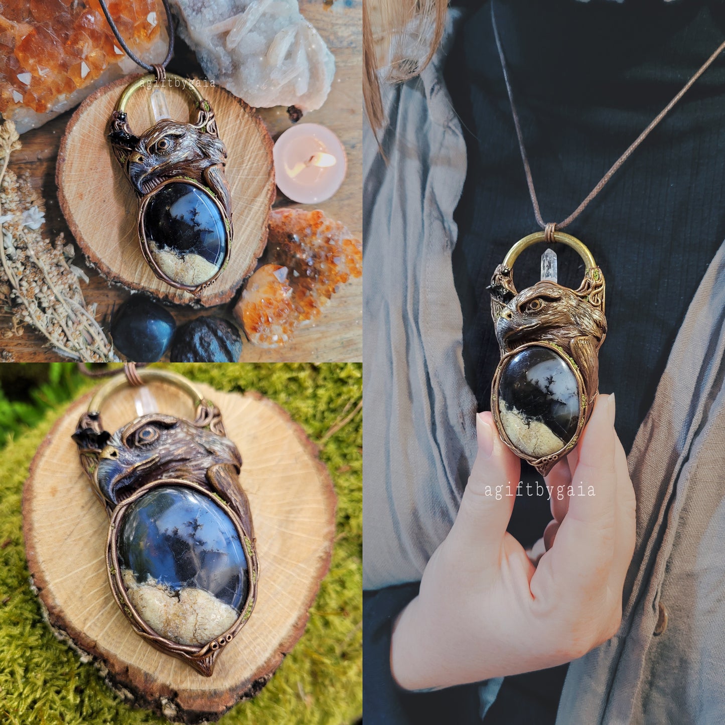 Fearless Hawk Talisman ~ Merlinite & Clear Quartz