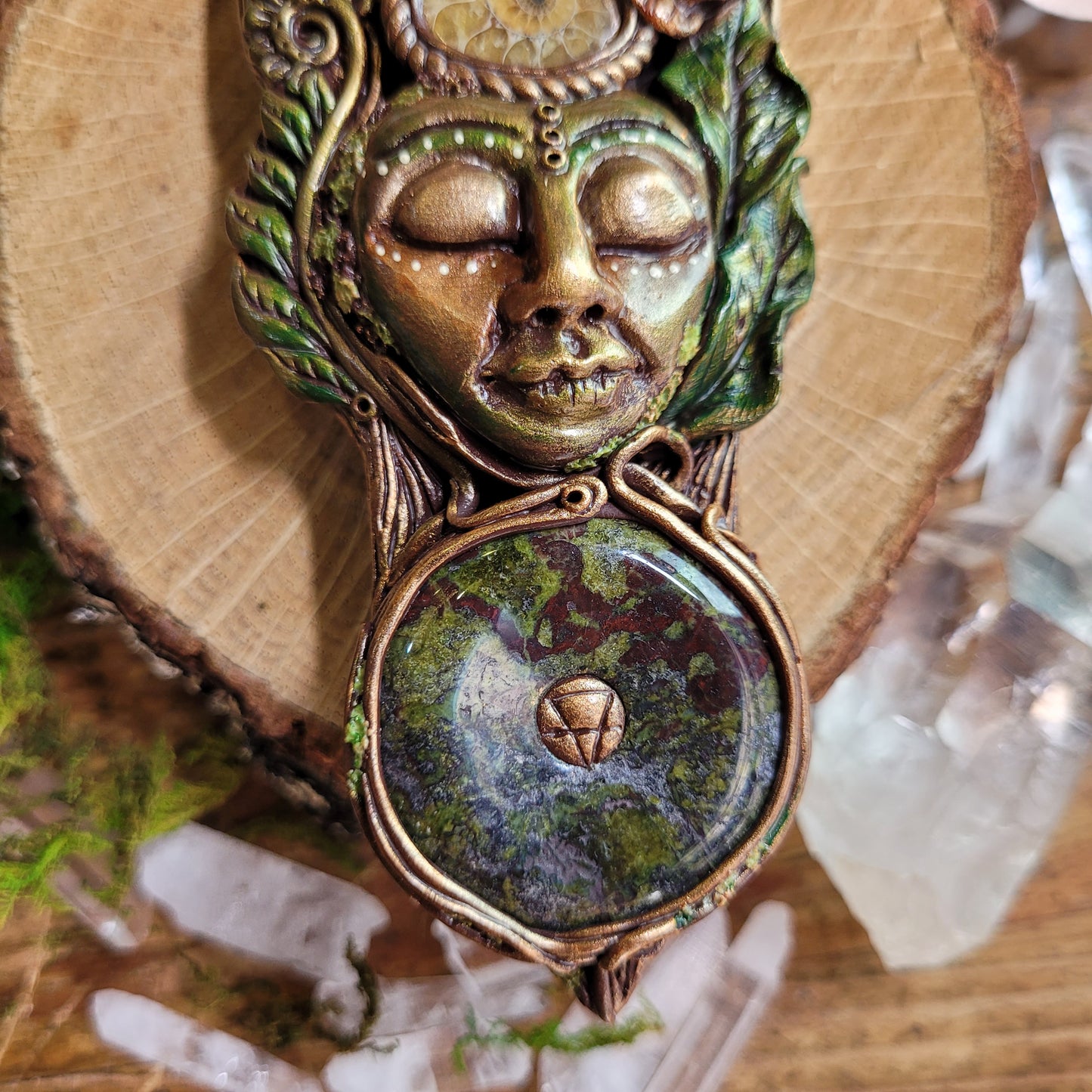 Earth Mother Goddess Talisman ~ Dragons Blood & Ammonite