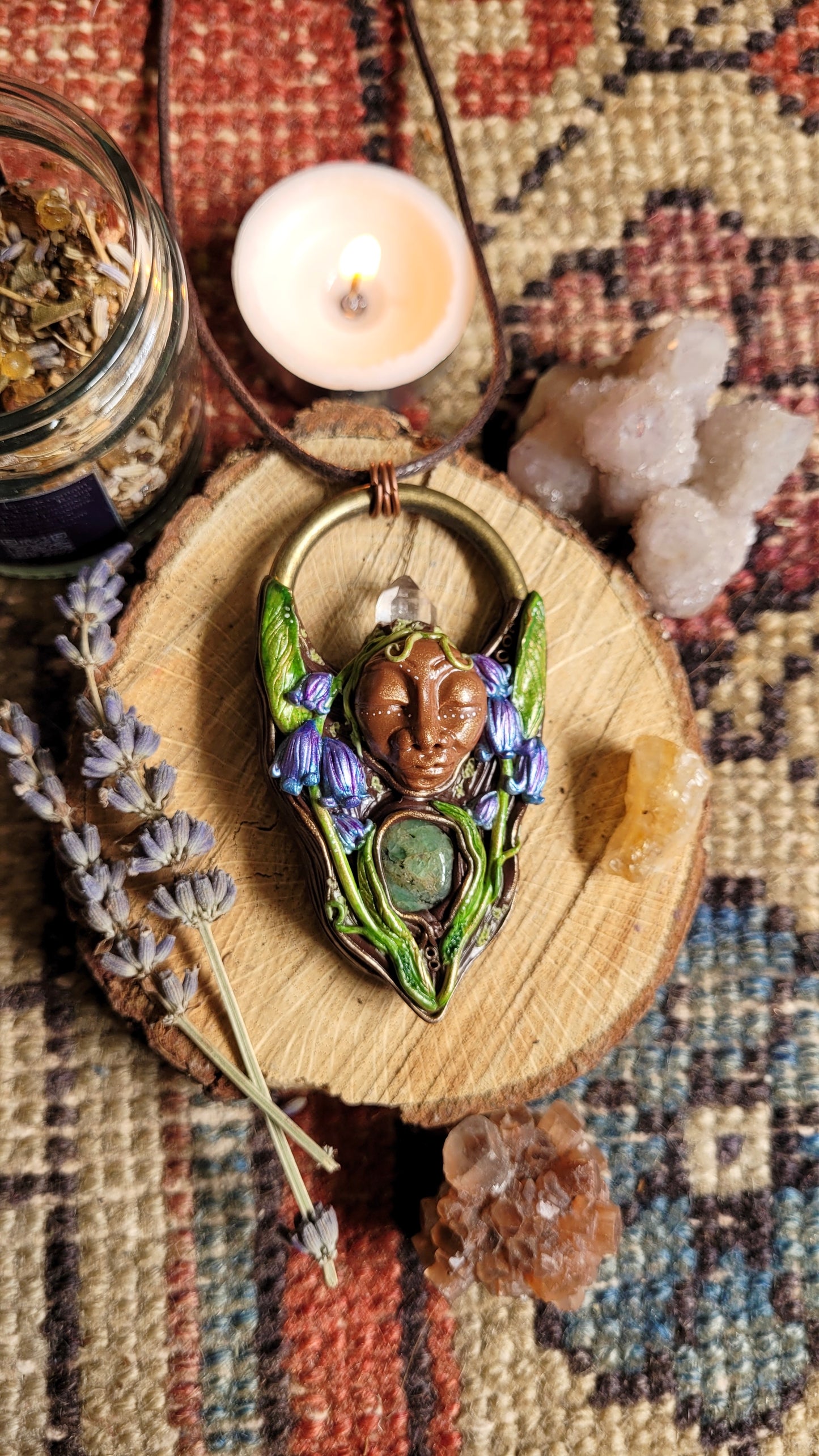 Spirit of Bluebell Talisman ~ Emerald & Clear Quartz
