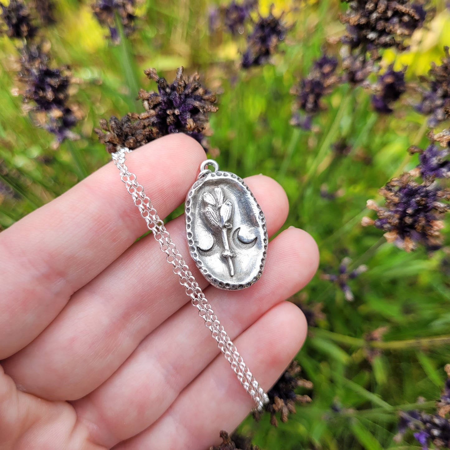Luna Lavender Coin Talisman ~ Fine Silver