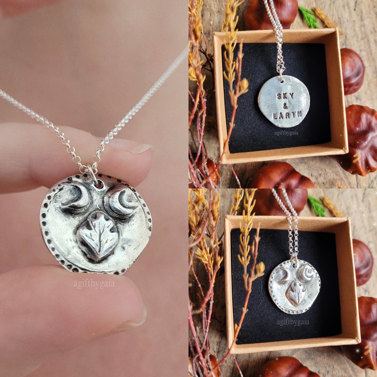 'Sky & Earth' Sacred Spell Coin Talisman ~ Fine recycled 999 Silver