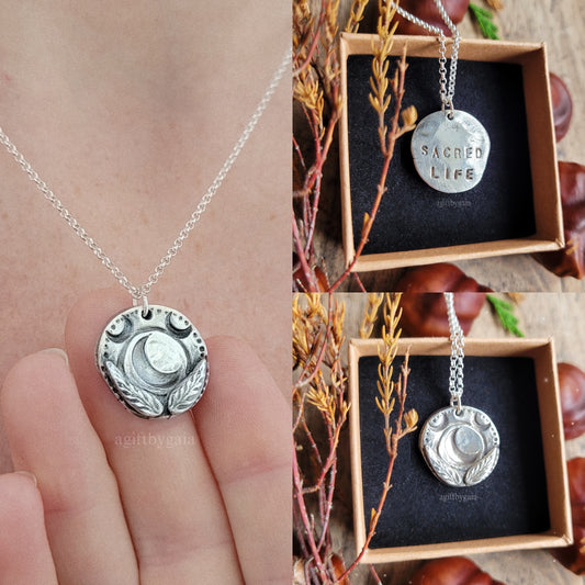 'Sacred Life' Spell Coin Talisman ~ Recycled Fine 999 Silver