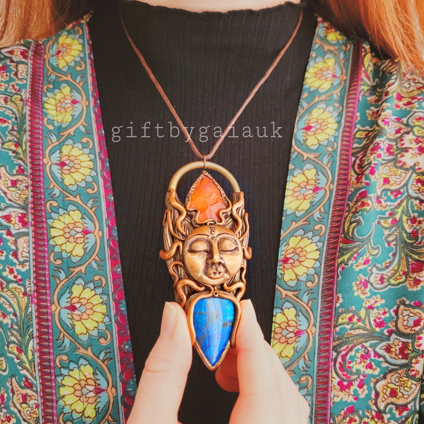 Sun Goddess Talisman ~ Carnelian Arrowhead & Blue Labradorite
