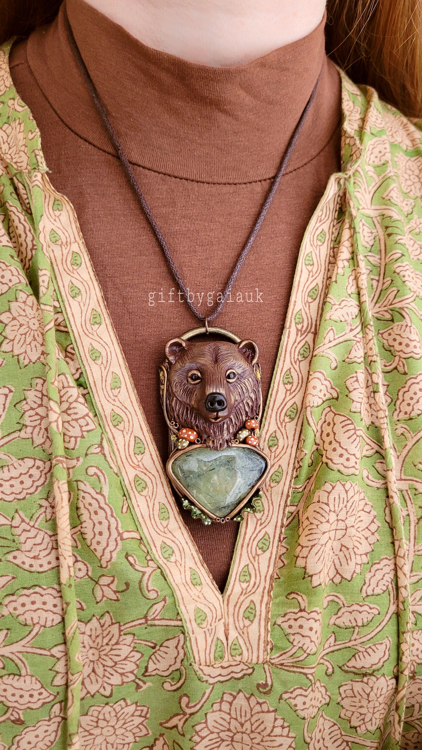 Wise Bear Prehnite Talisman