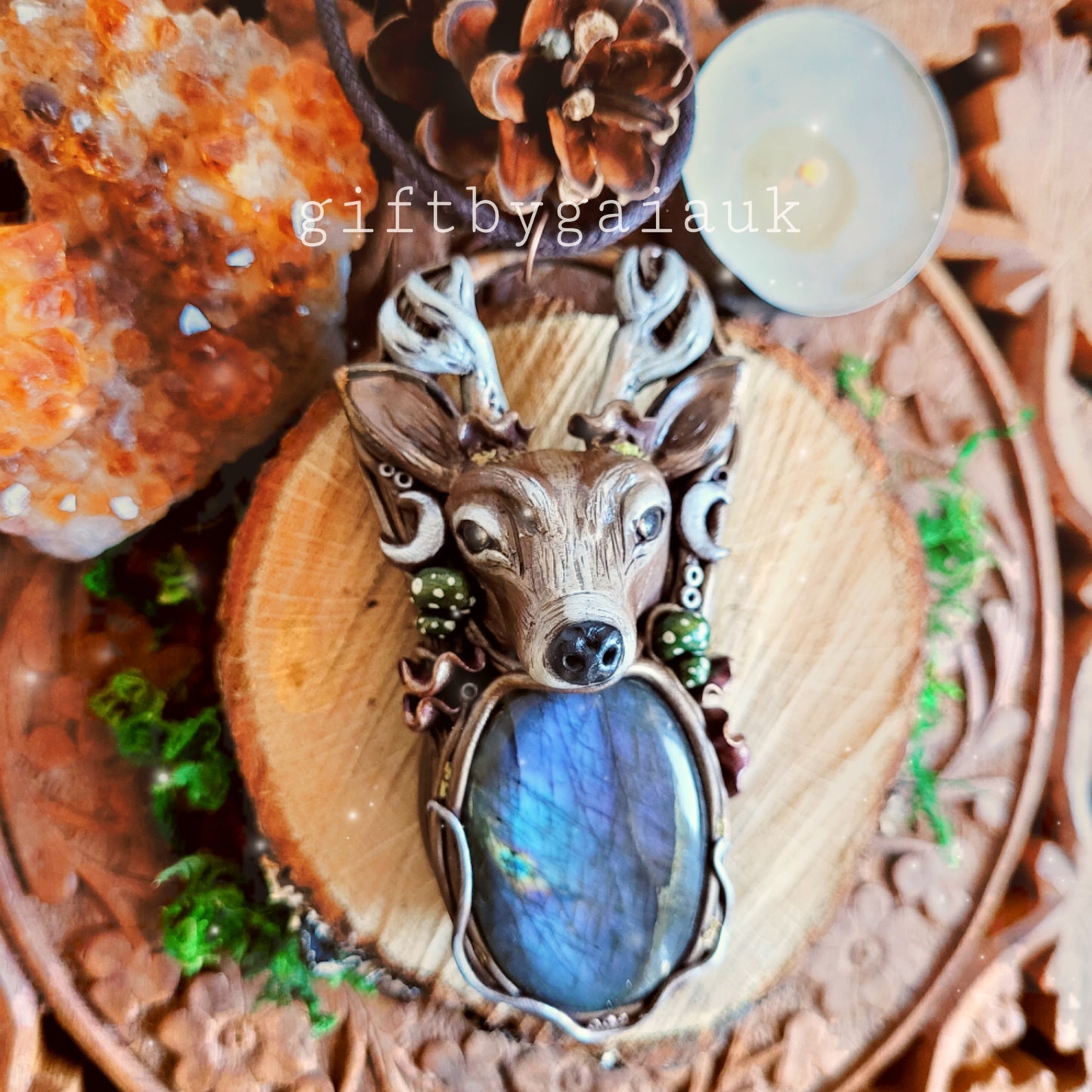 Sacred Deer Labradorite Talisman