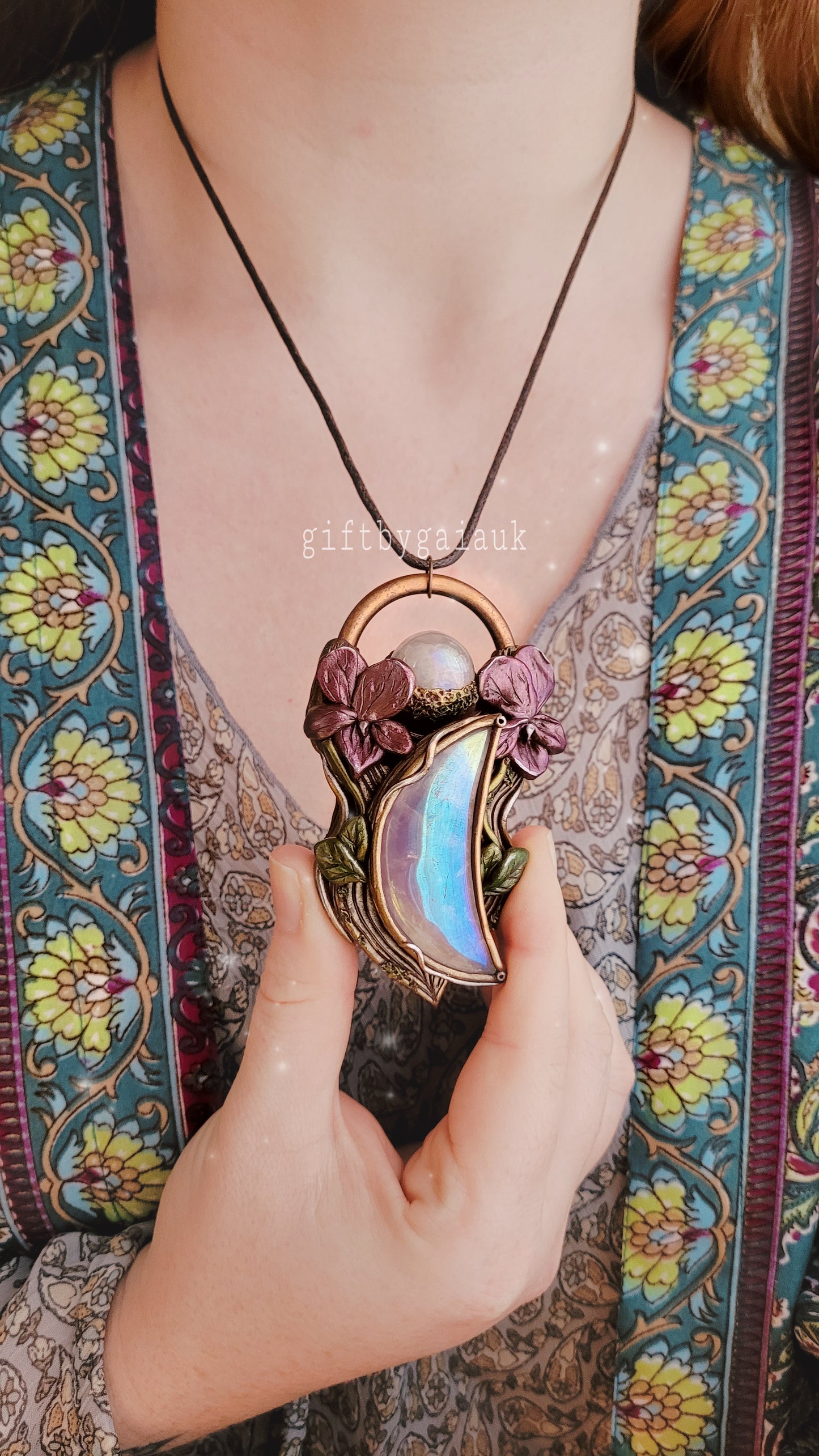 Wild Violets Talisman ~ Rose Aura Quartz