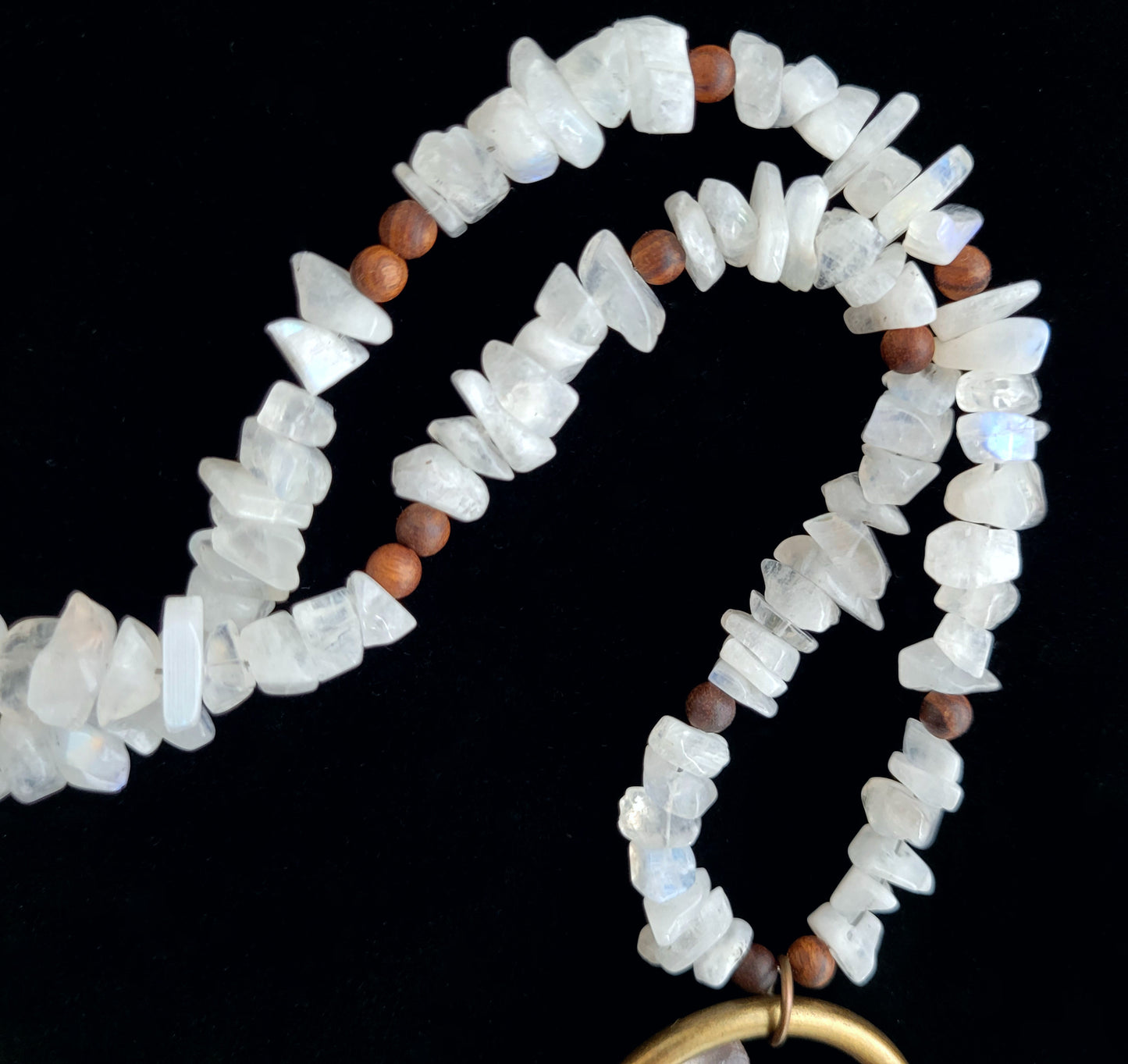 New Moon Manifestor ~ Moonstone & Sandalwood Crystal beaded Talisman