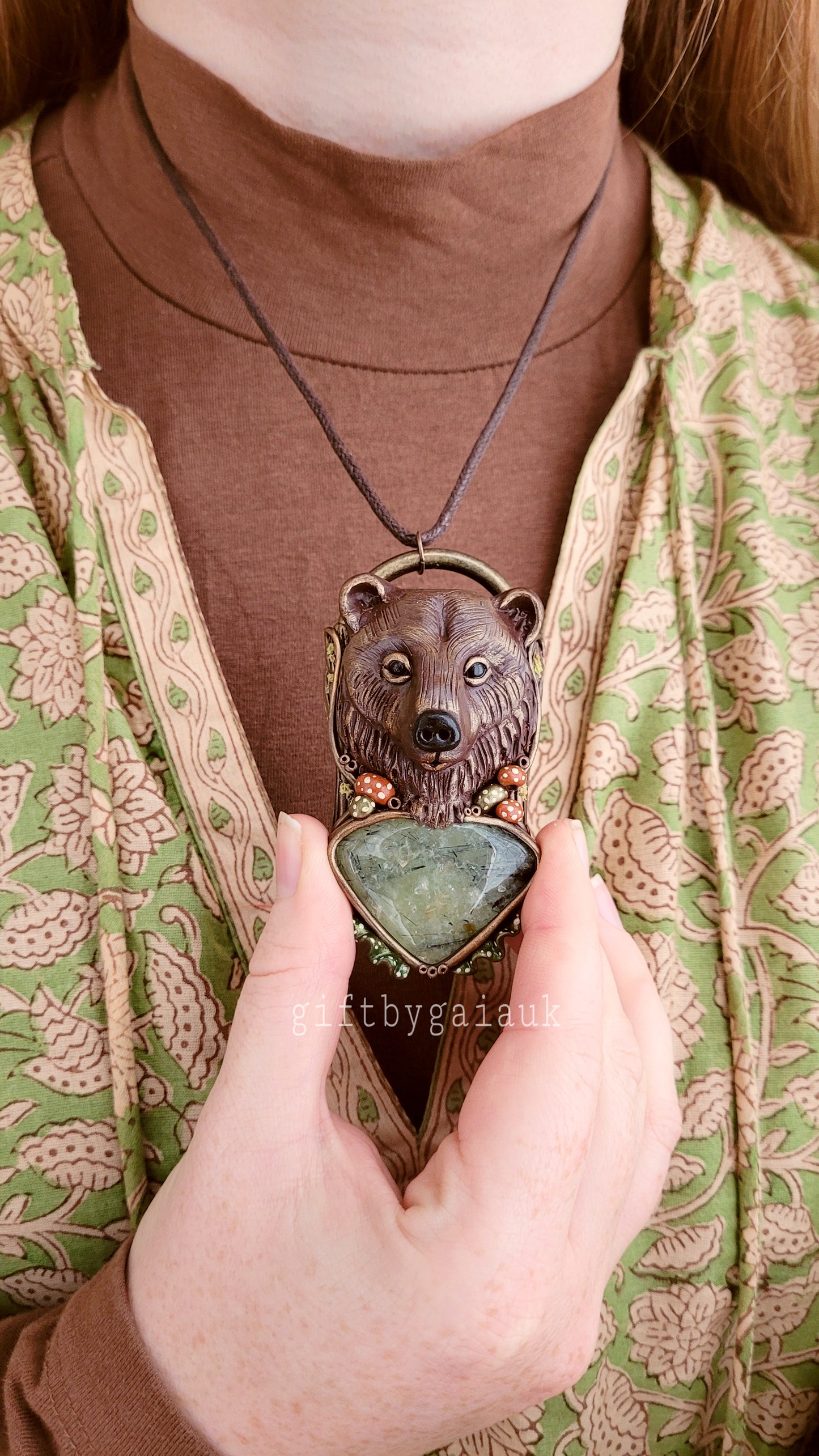 Wise Bear Prehnite Talisman