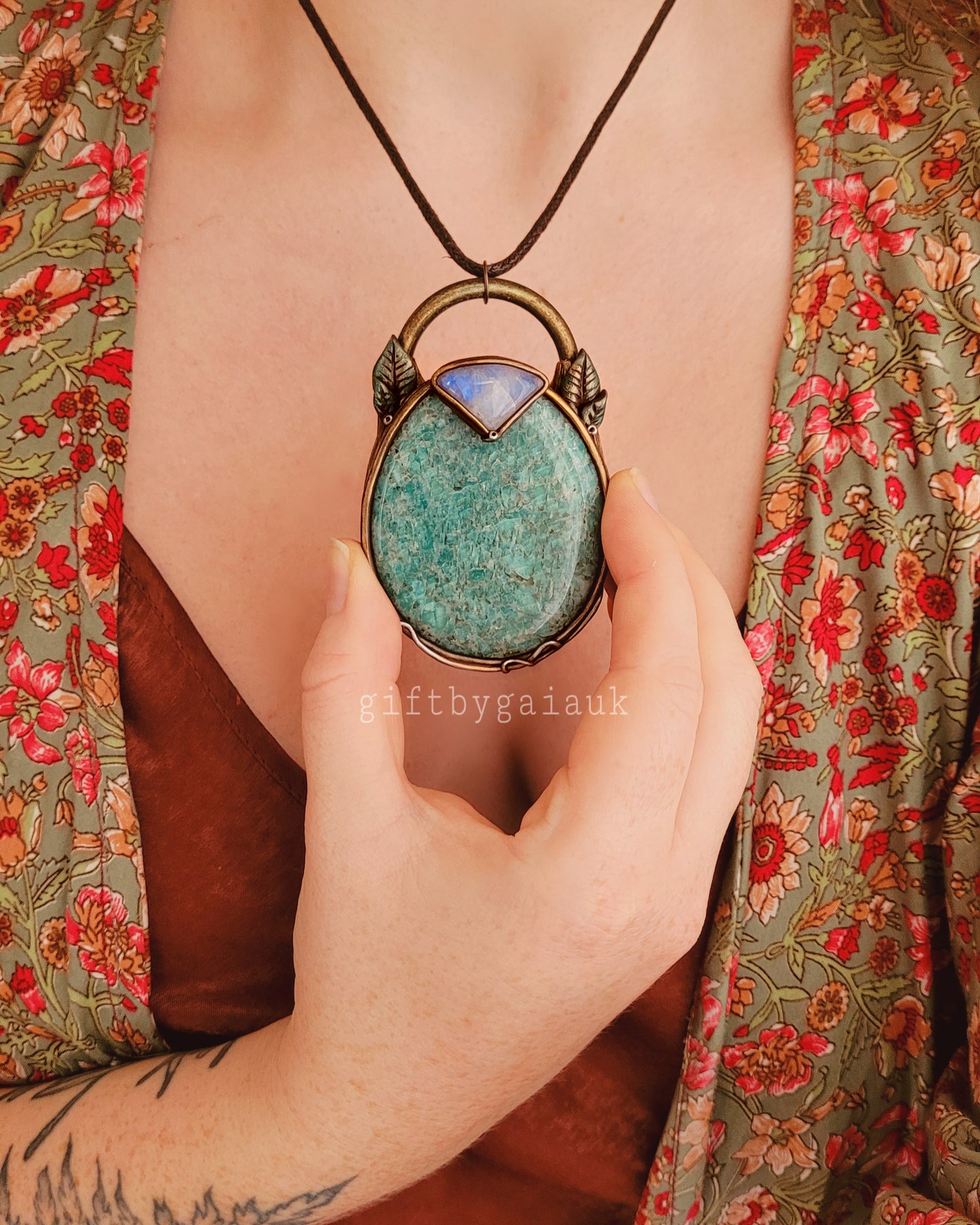 Sacred Soothing talisman ~ Amazonite & Rainbow Moonstone