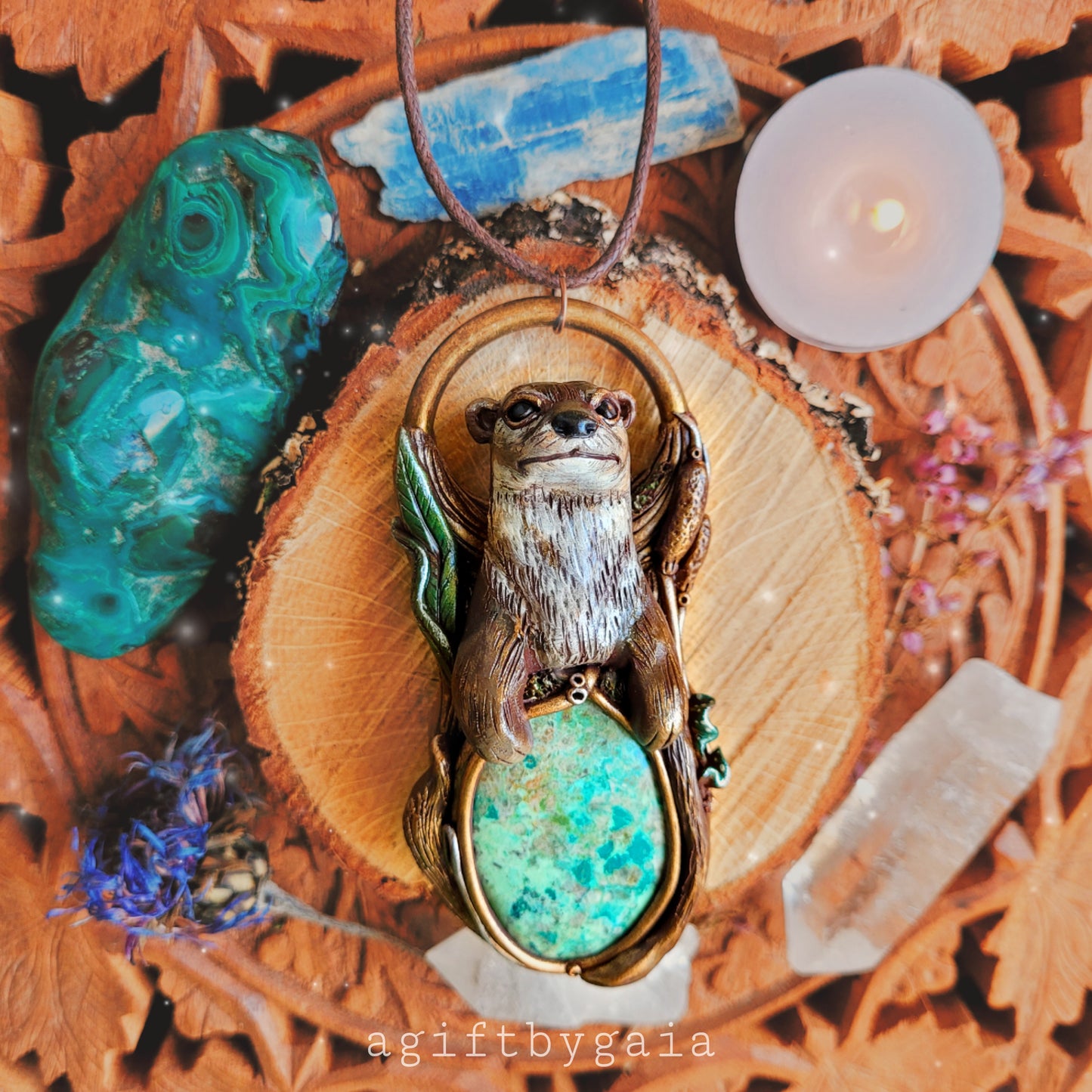 Otter in the Reeds Talisman ~ Crysocolla